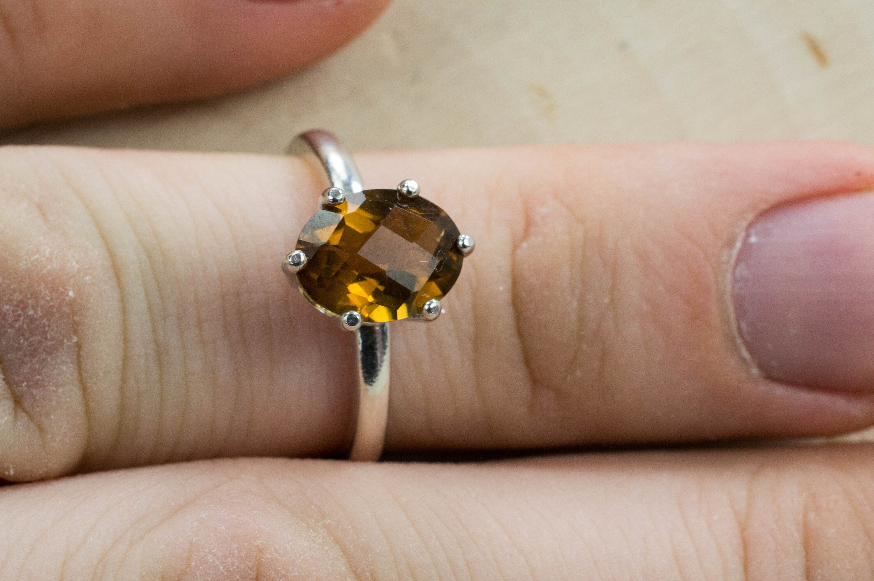 Whiskey Quartz Ring, Genuine Untreated Brazil Quartz - Mark Oliver Gems