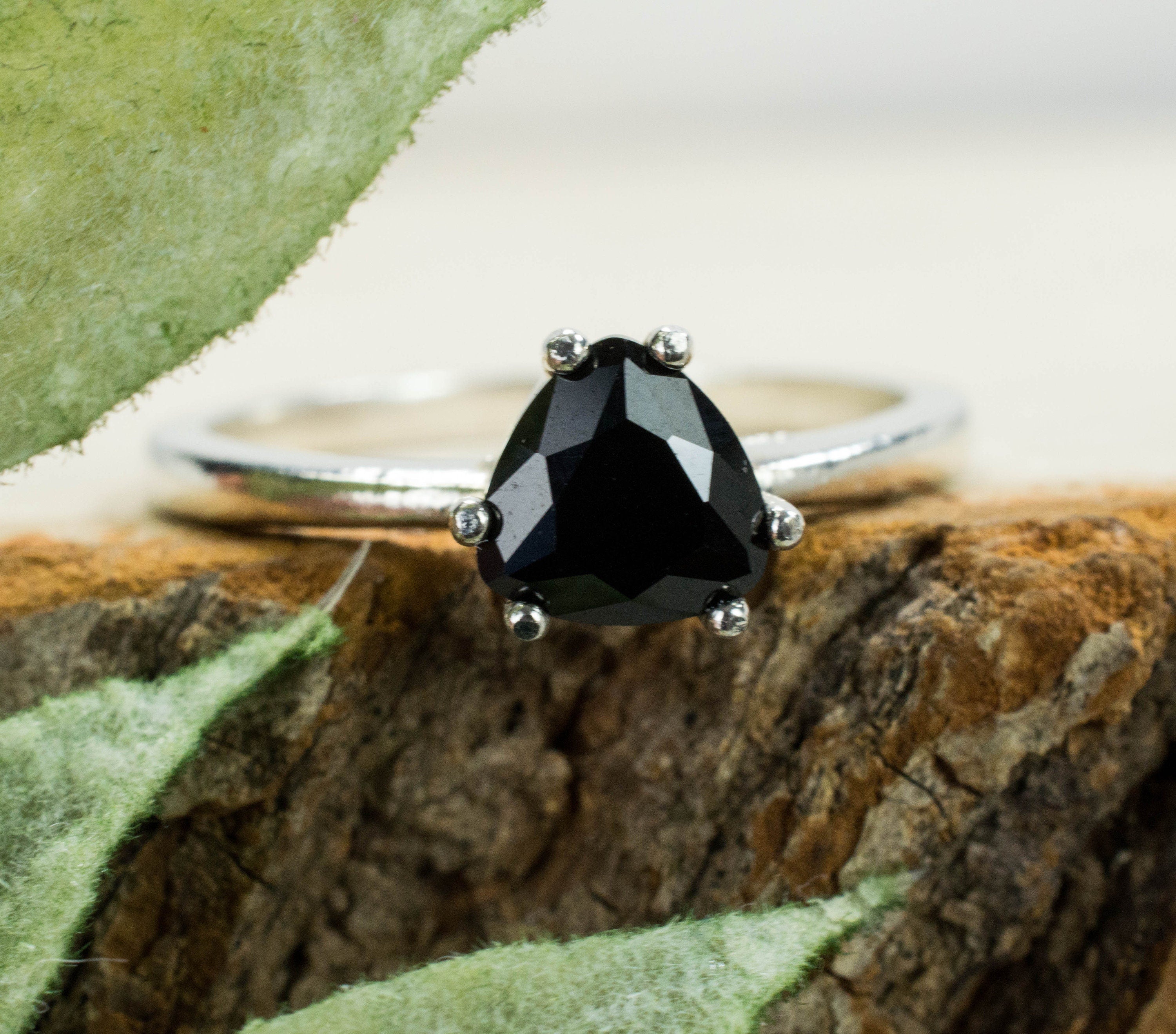 Black Spinel Ring, Genuine Untreated Thailand Spinel - Mark Oliver Gems