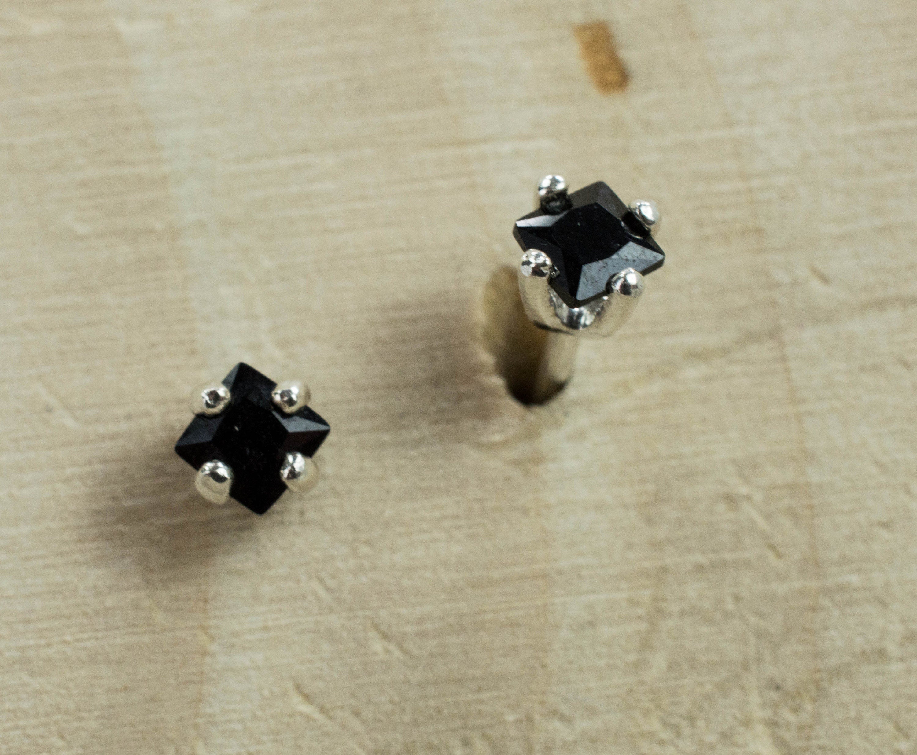 Black Spinel Earrings; Genuine Untreated Thailand Spinel - Mark Oliver Gems