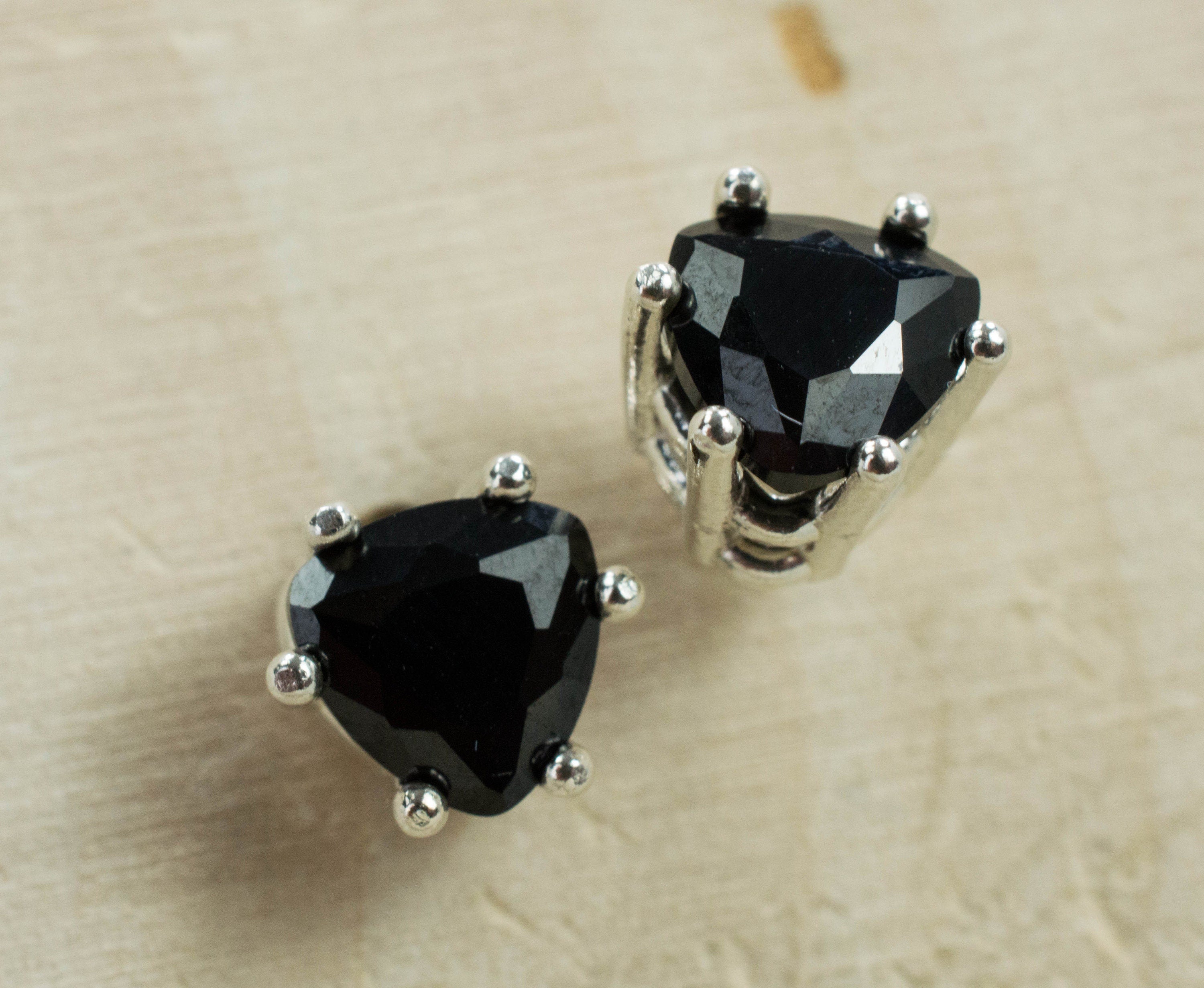 Black Spinel Earrings; Natural Untreated Thai Spinel - Mark Oliver Gems