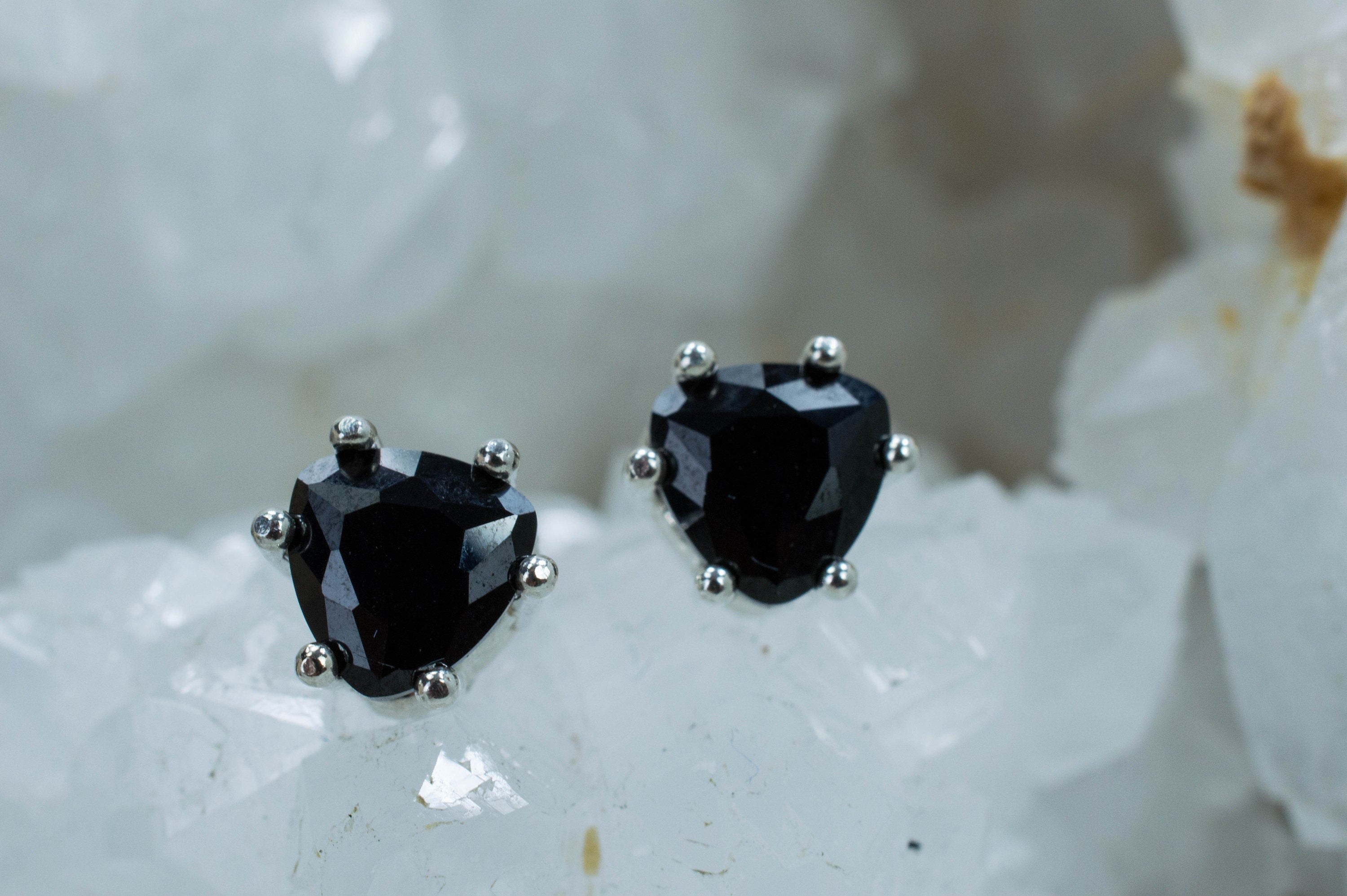 Black Spinel Earrings; Natural Untreated Thai Spinel - Mark Oliver Gems
