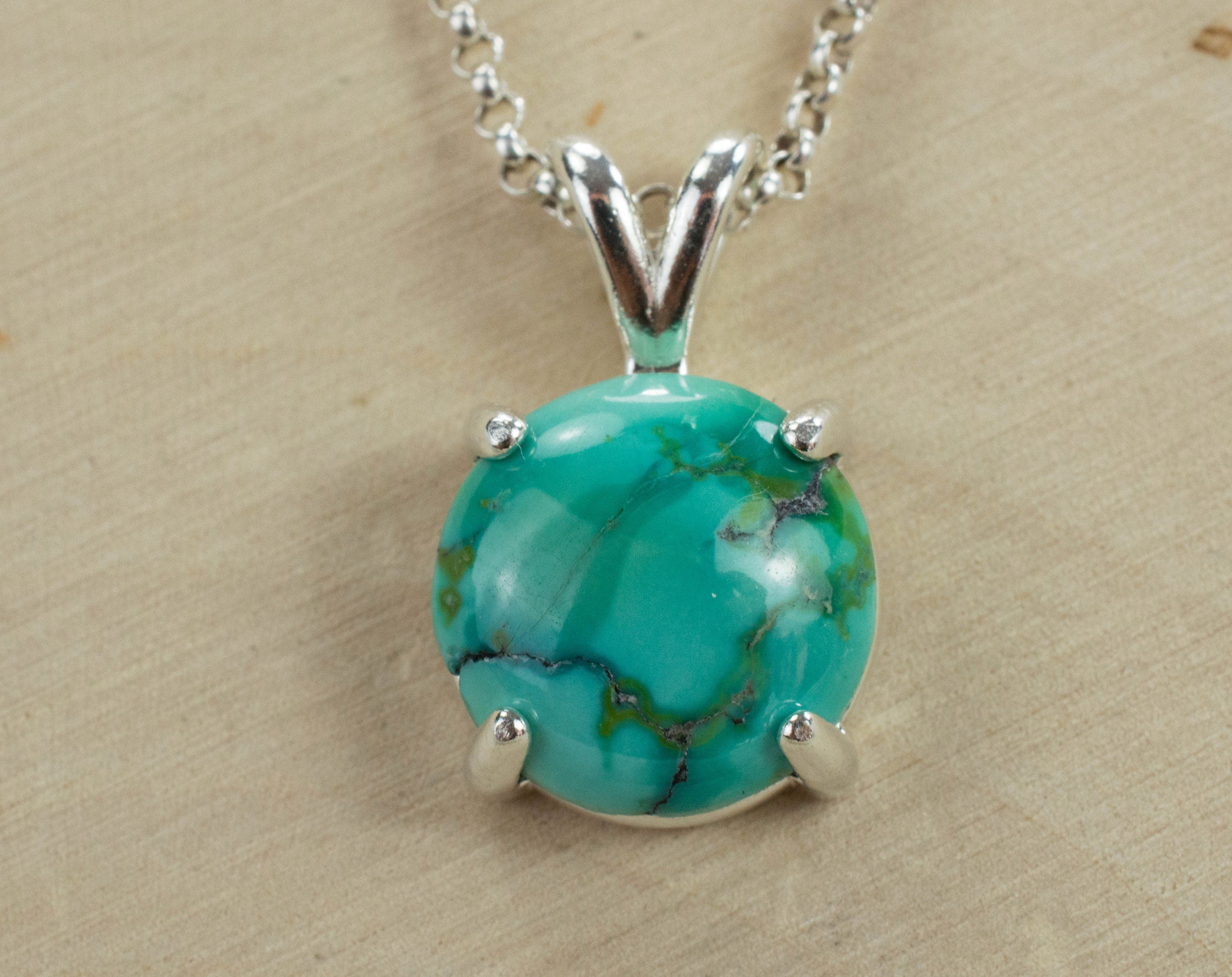 Turquoise Pendant, Genuine Untreated Hubei Mined Turquoise - Mark Oliver Gems