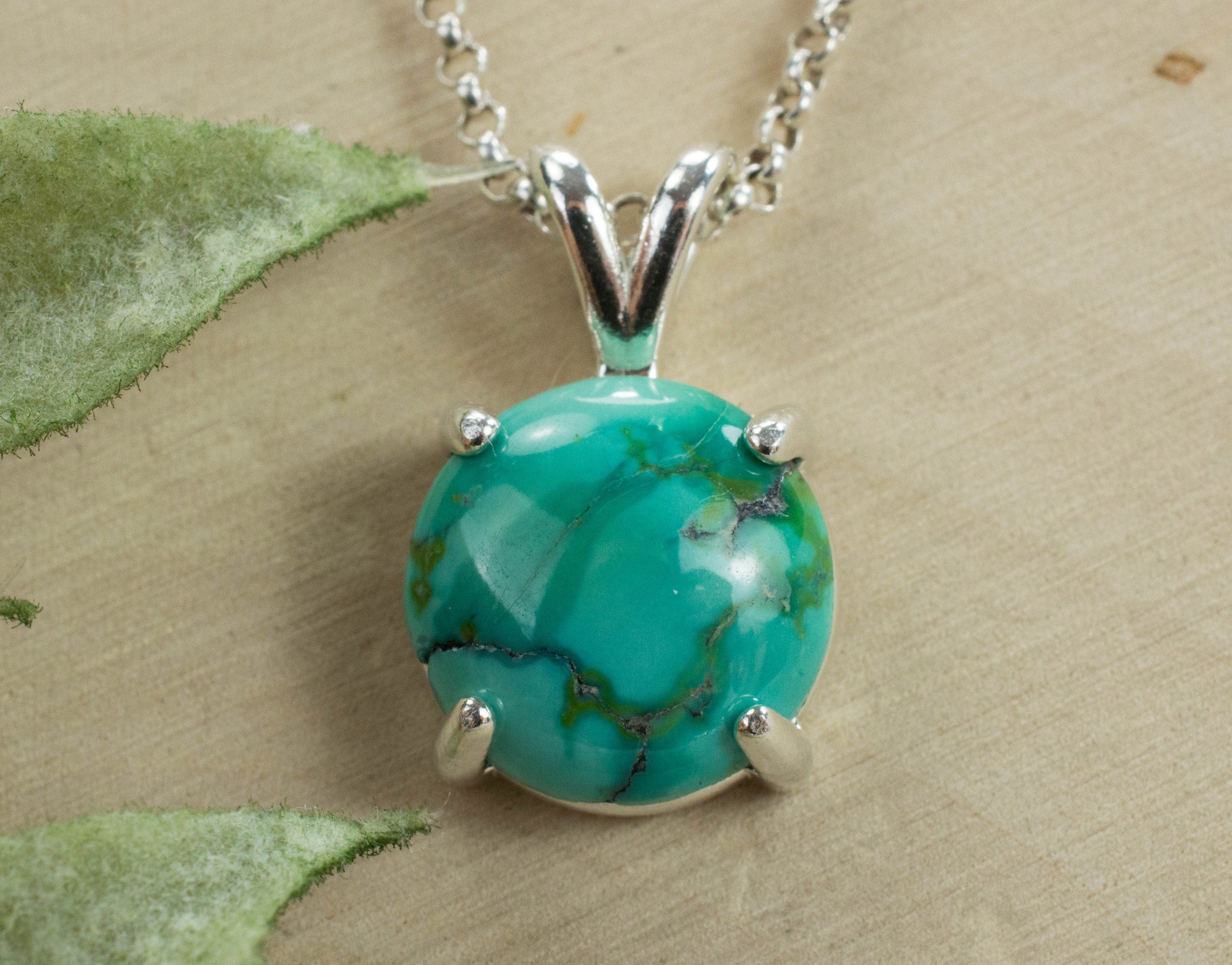 Turquoise Pendant, Genuine Untreated Hubei Mined Turquoise - Mark Oliver Gems