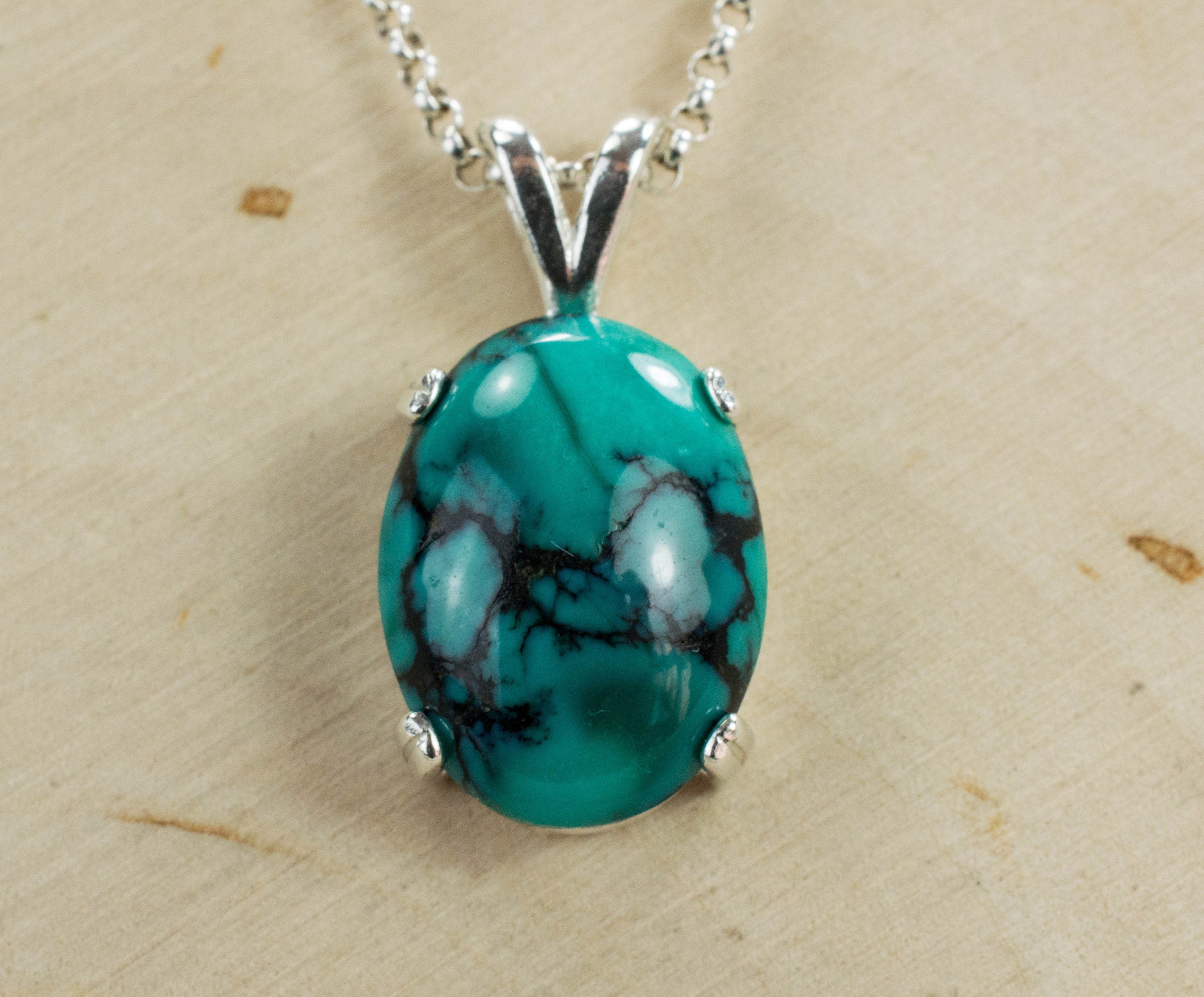 Turquoise Pendant, Natural Hubei Untreated Turquoise - Mark Oliver Gems