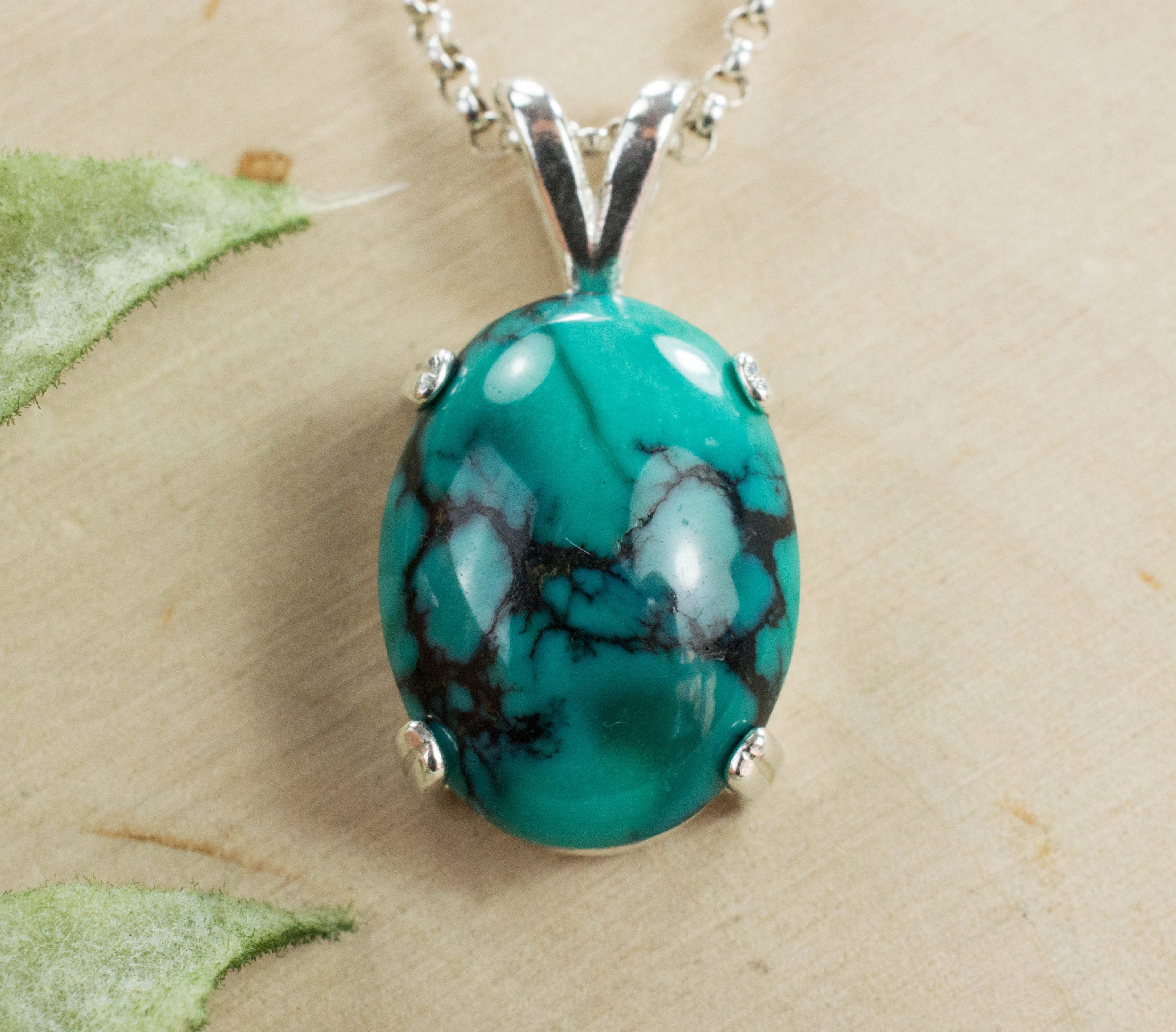 Turquoise Pendant, Natural Hubei Untreated Turquoise - Mark Oliver Gems
