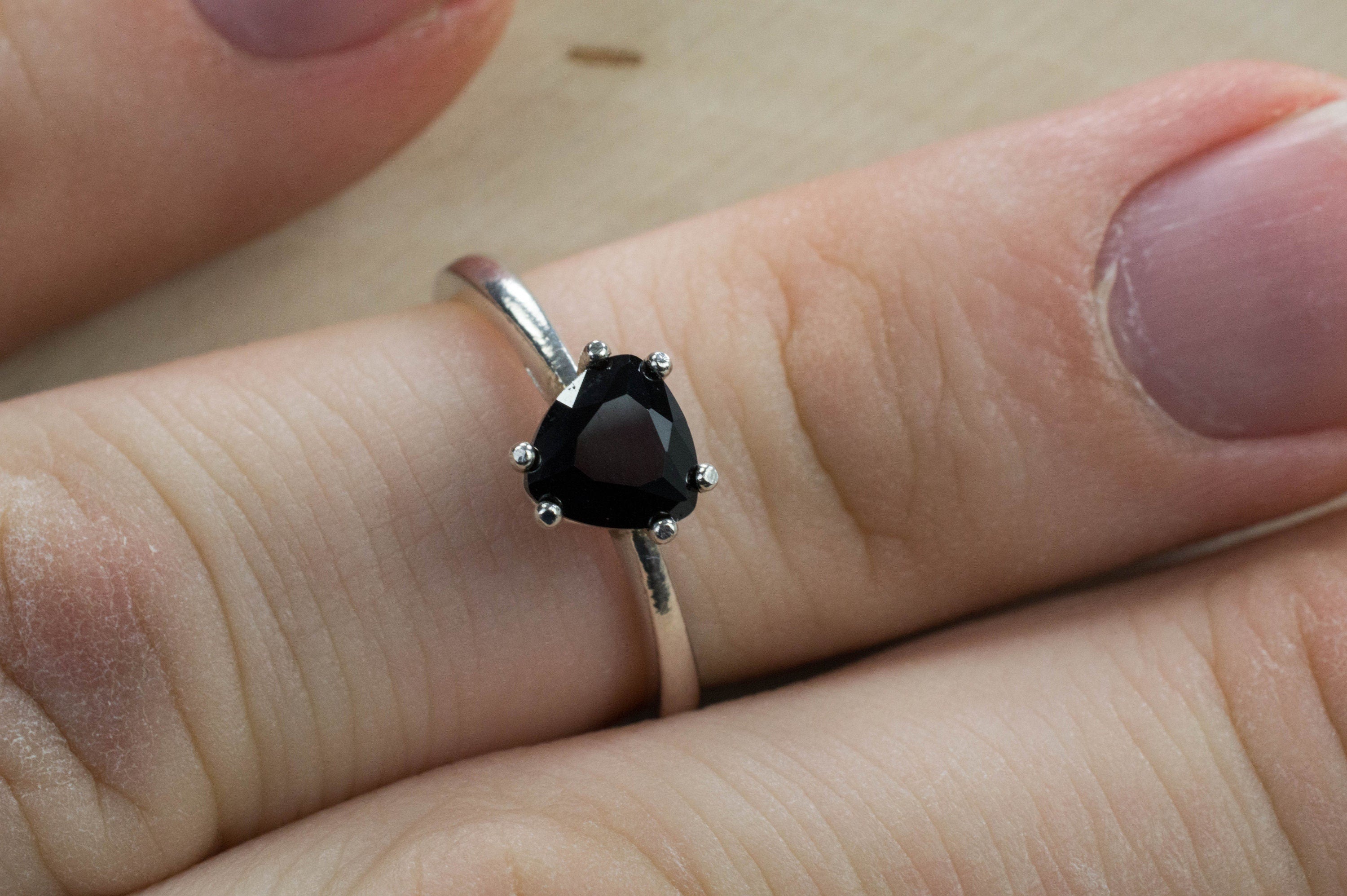 Black Spinel Ring, Genuine Untreated Thailand Spinel - Mark Oliver Gems