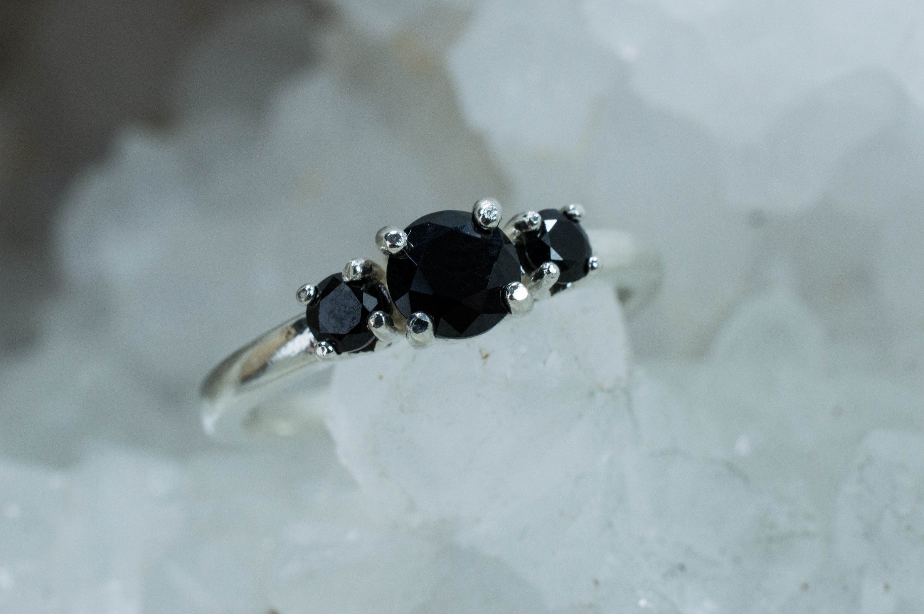 Black Spinel Ring, Natural Untreated Thai Spinel - Mark Oliver Gems