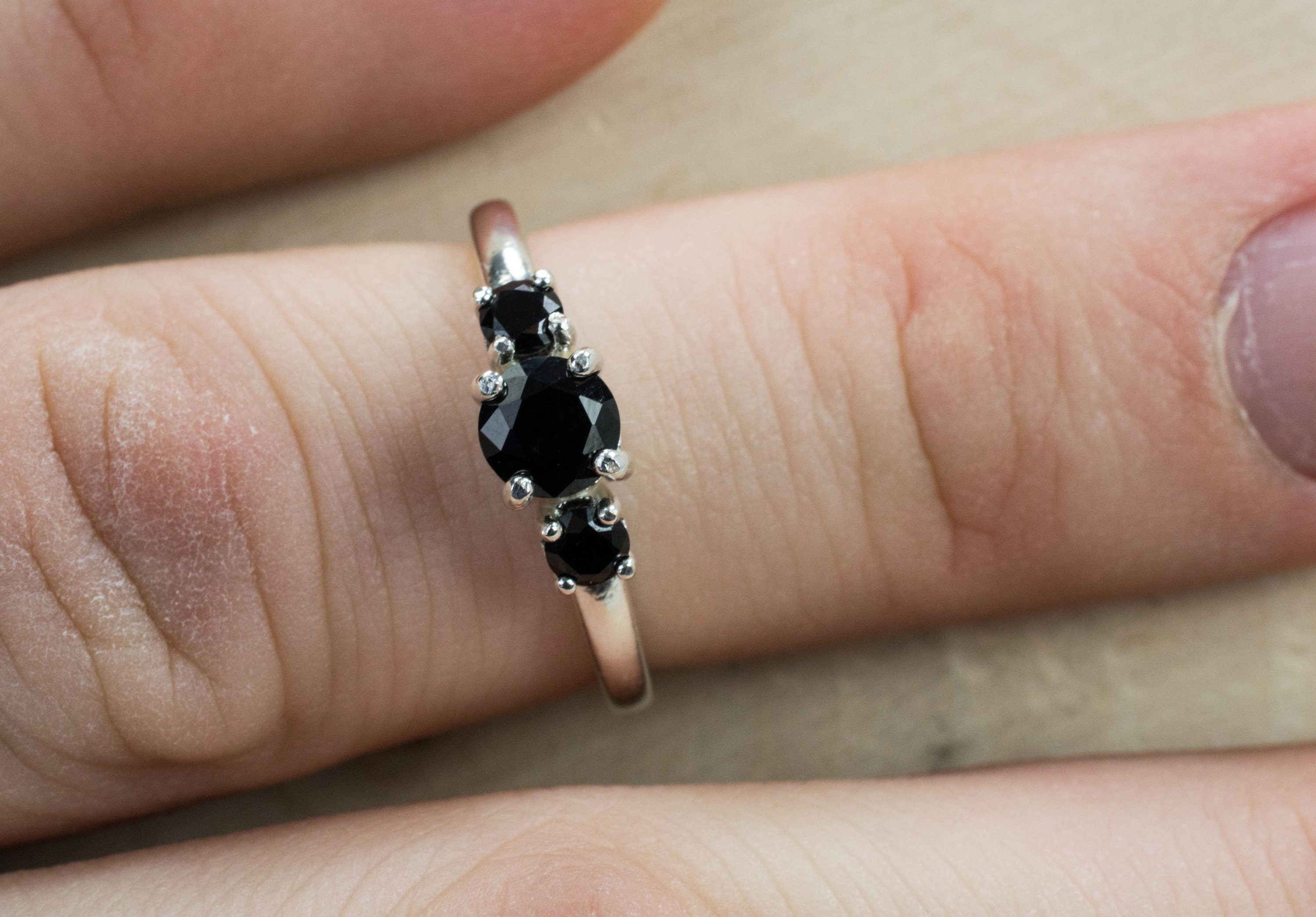 Black Spinel Ring, Natural Untreated Thai Spinel - Mark Oliver Gems