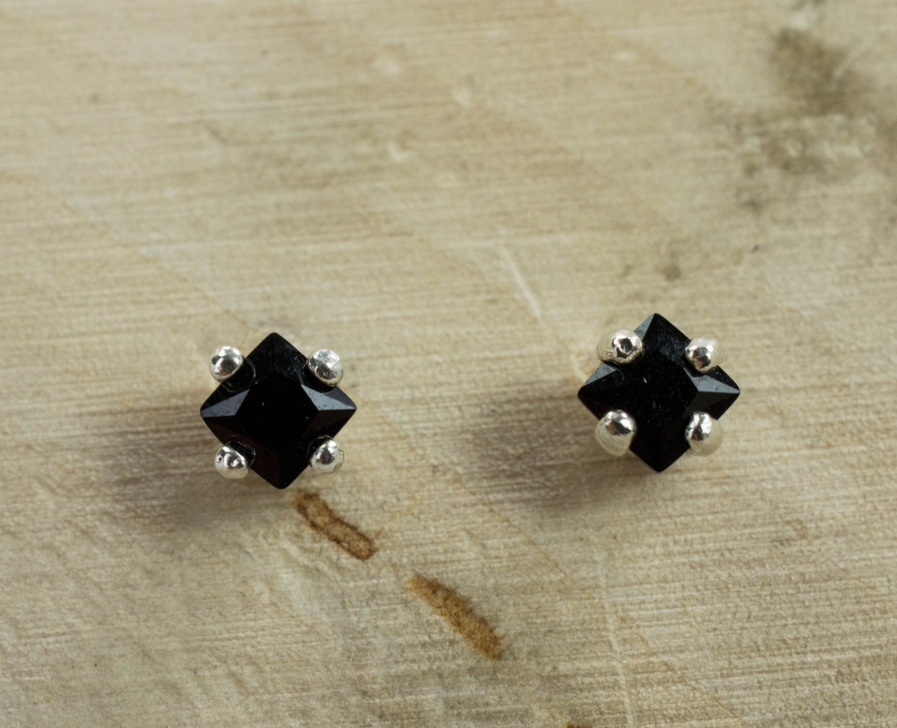 Black Spinel Earrings; Genuine Untreated Thailand Spinel - Mark Oliver Gems