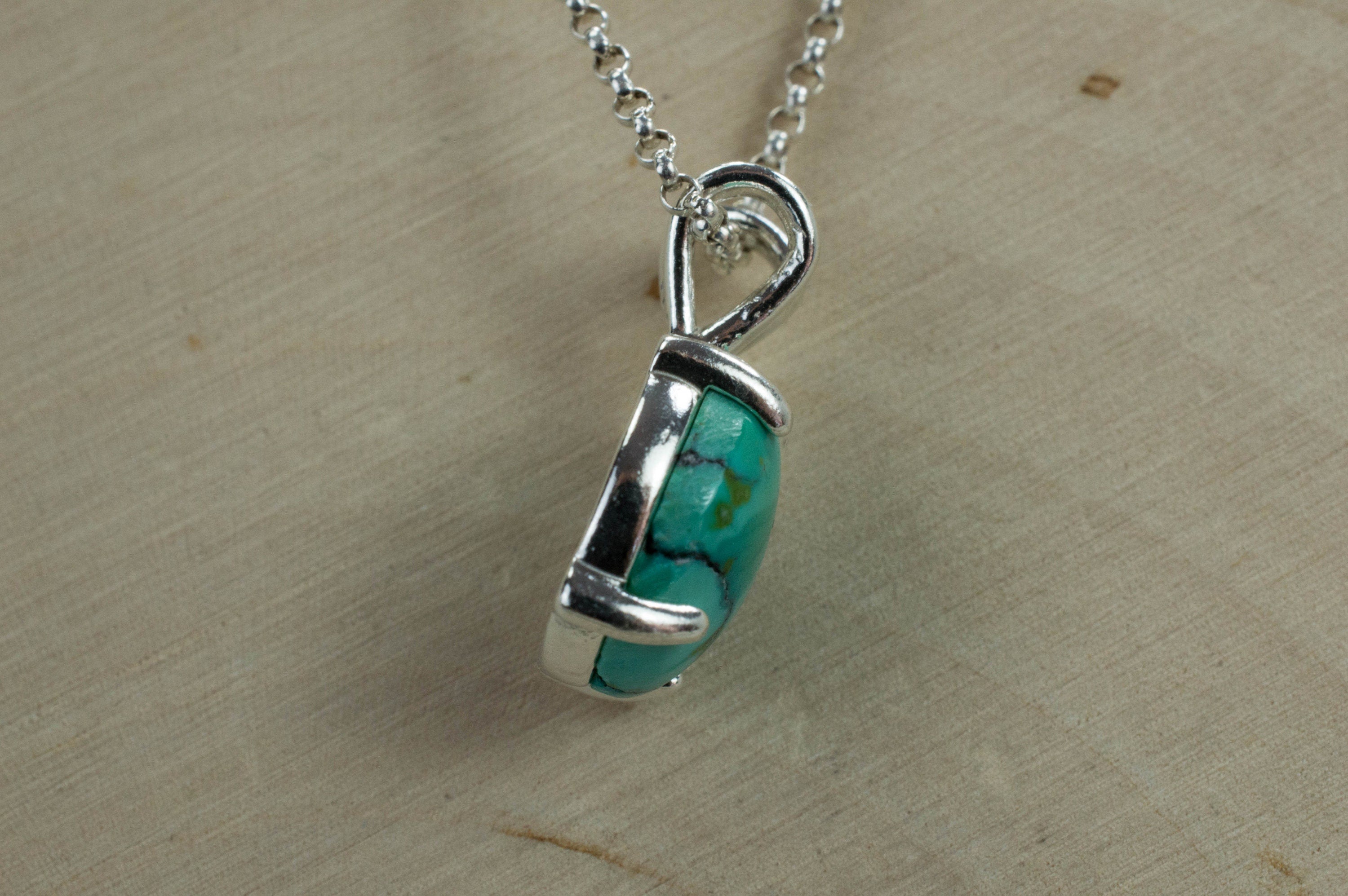 Turquoise Pendant, Genuine Untreated Hubei Mined Turquoise - Mark Oliver Gems