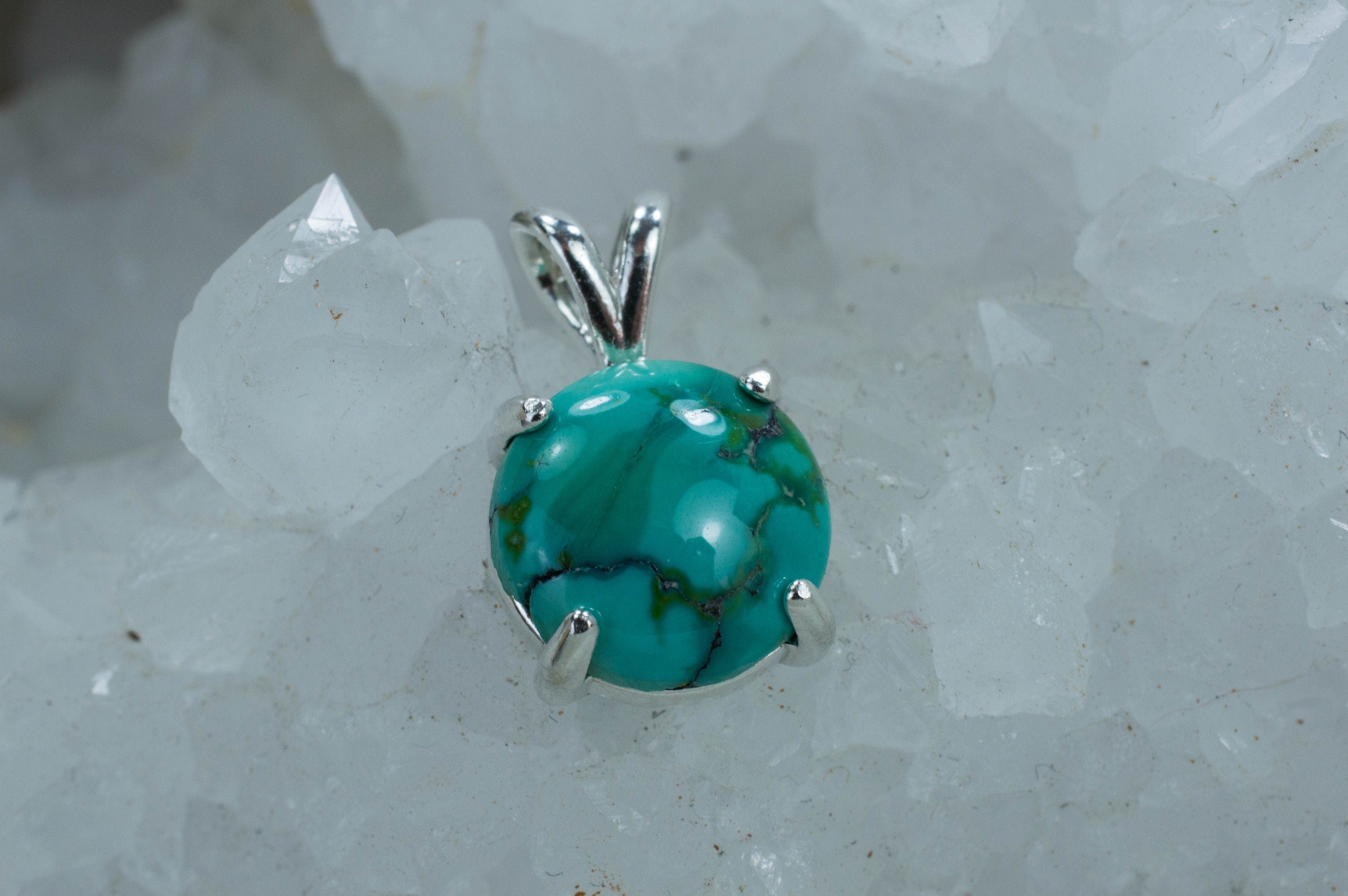 Turquoise Pendant, Genuine Untreated Hubei Mined Turquoise - Mark Oliver Gems