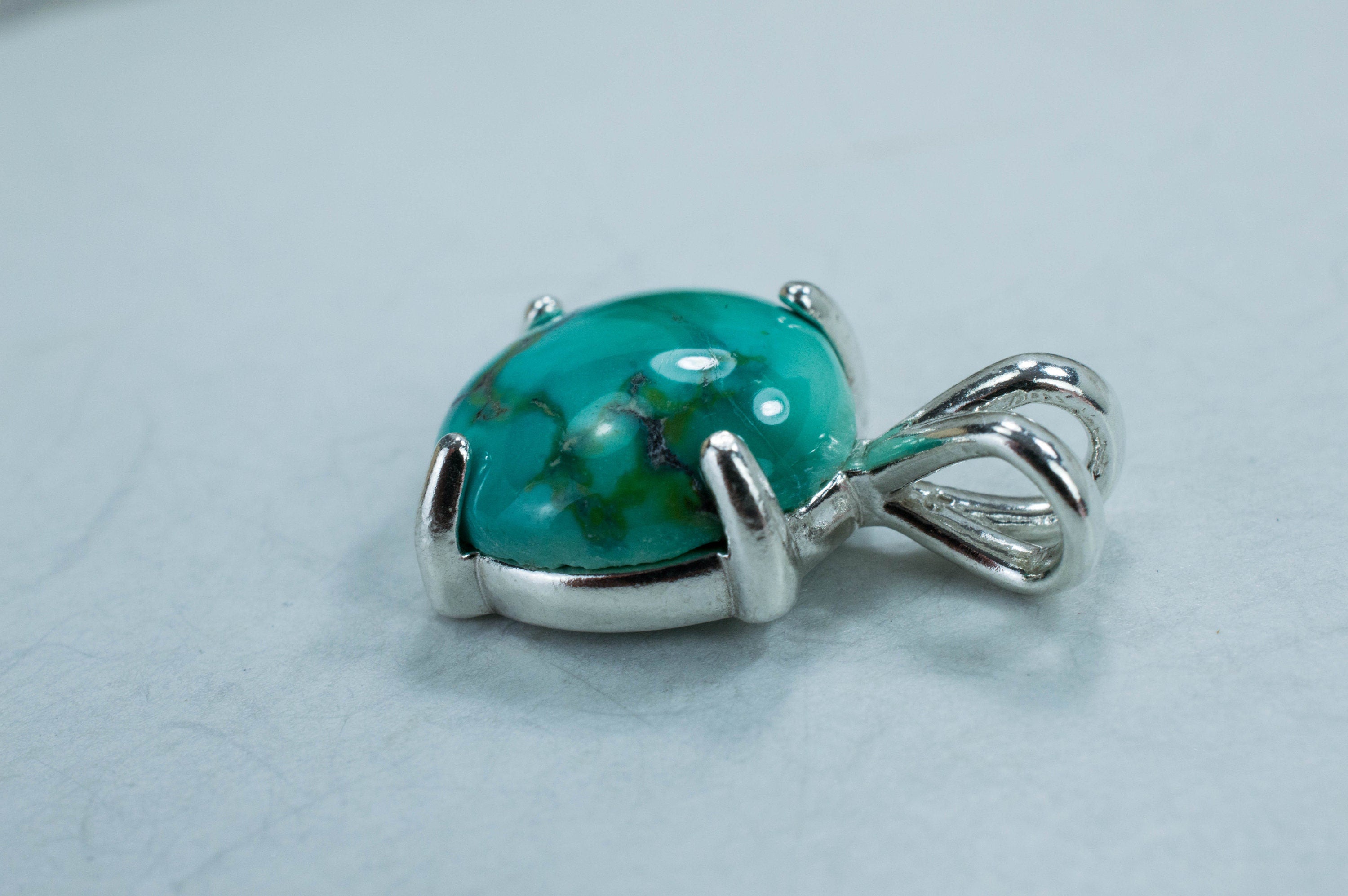 Turquoise Pendant, Genuine Untreated Hubei Mined Turquoise - Mark Oliver Gems