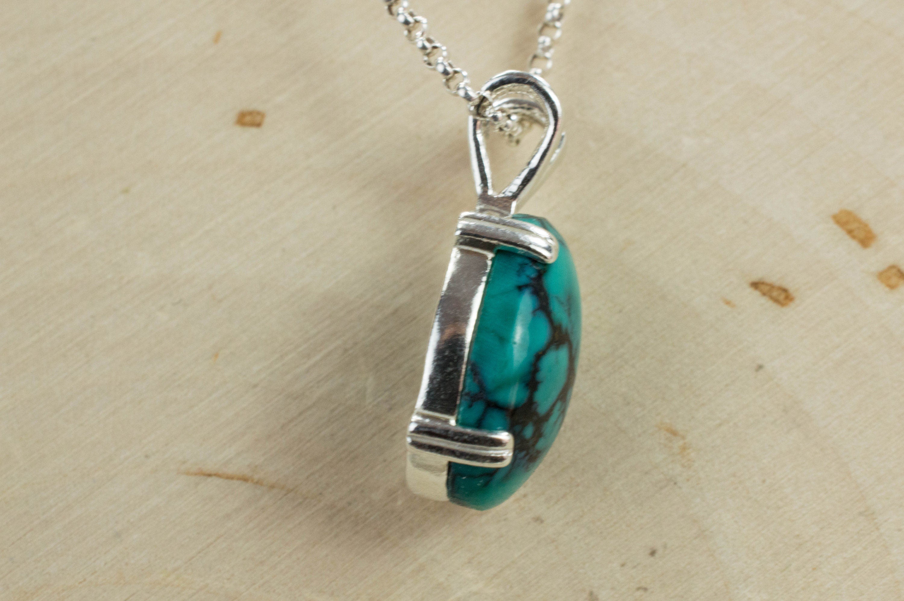 Turquoise Pendant, Natural Hubei Untreated Turquoise - Mark Oliver Gems