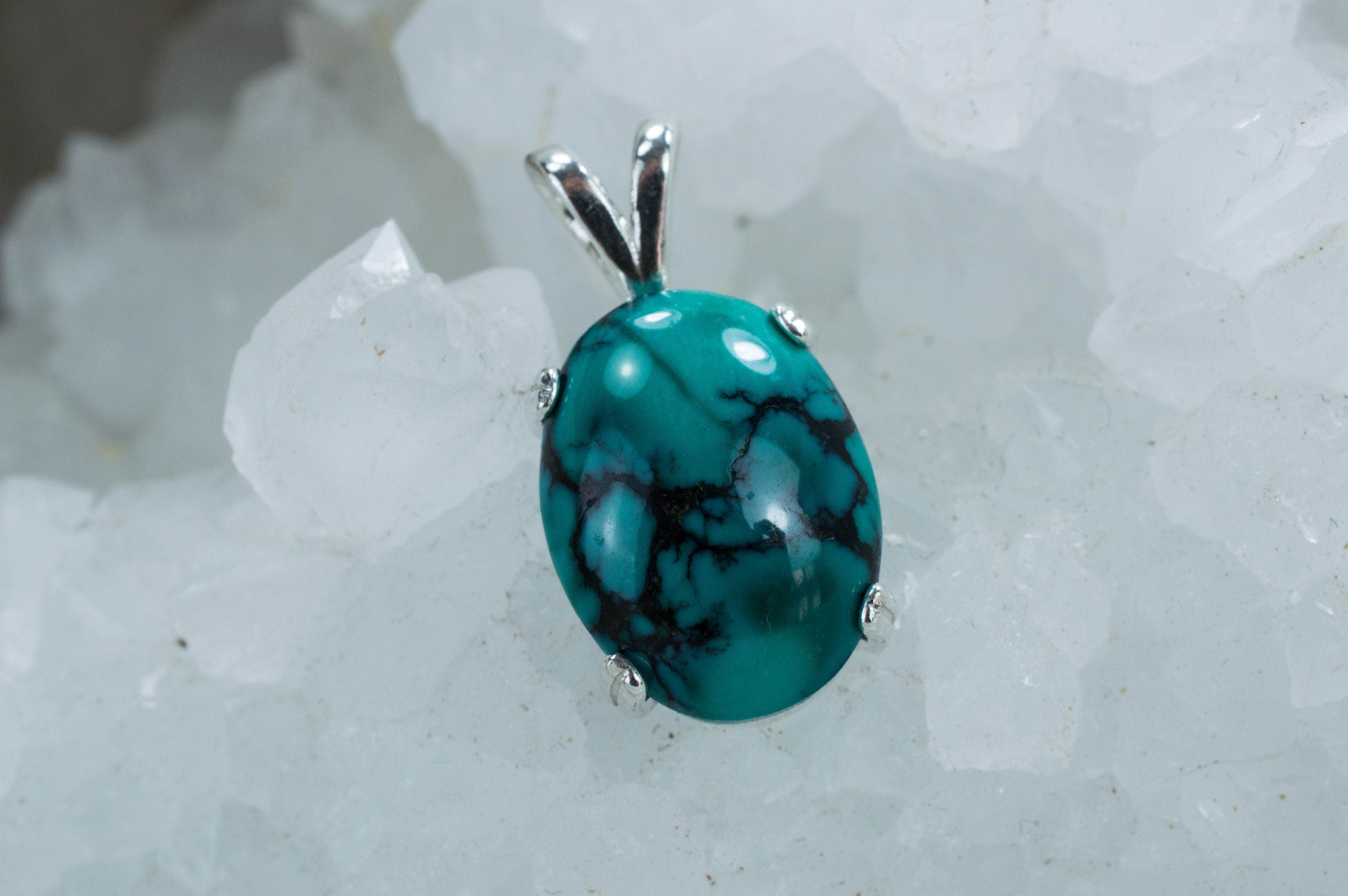 Turquoise Pendant, Natural Hubei Untreated Turquoise - Mark Oliver Gems