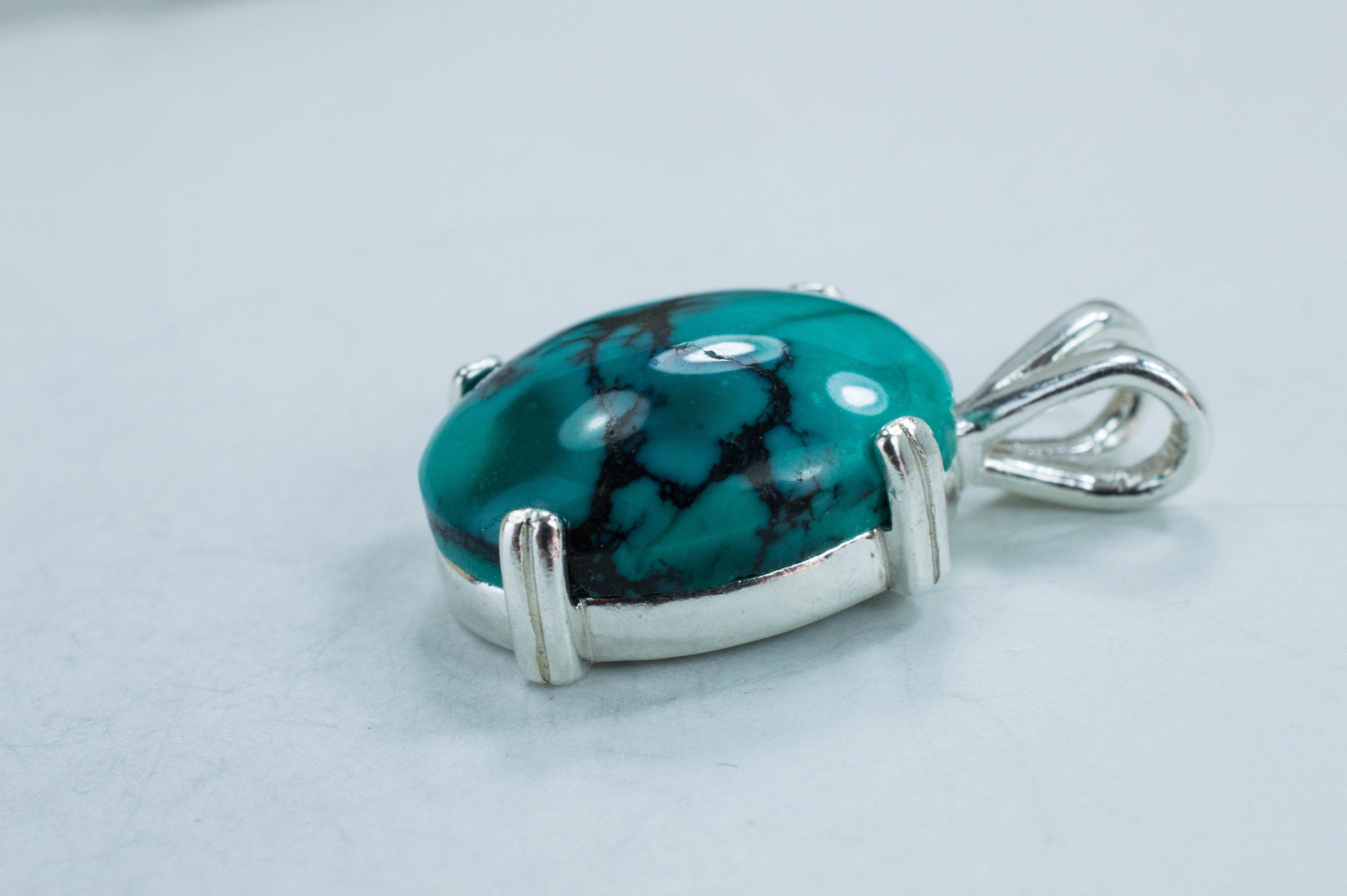 Turquoise Pendant, Natural Hubei Untreated Turquoise - Mark Oliver Gems