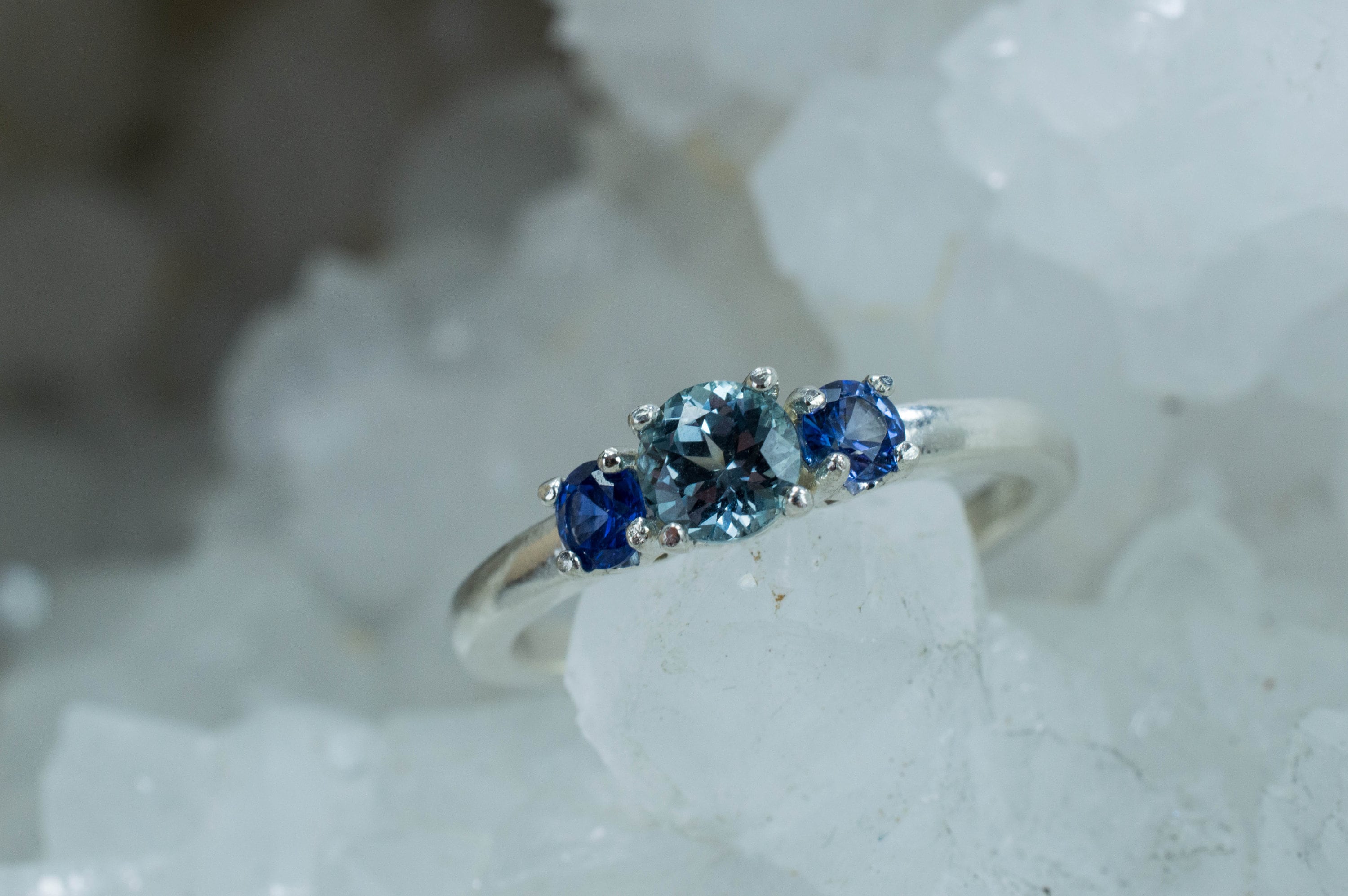 Montana Sapphire and Ceylon Sapphire Ring, Genuine Untreated USA and Sri Lanka Sapphires - Mark Oliver Gems