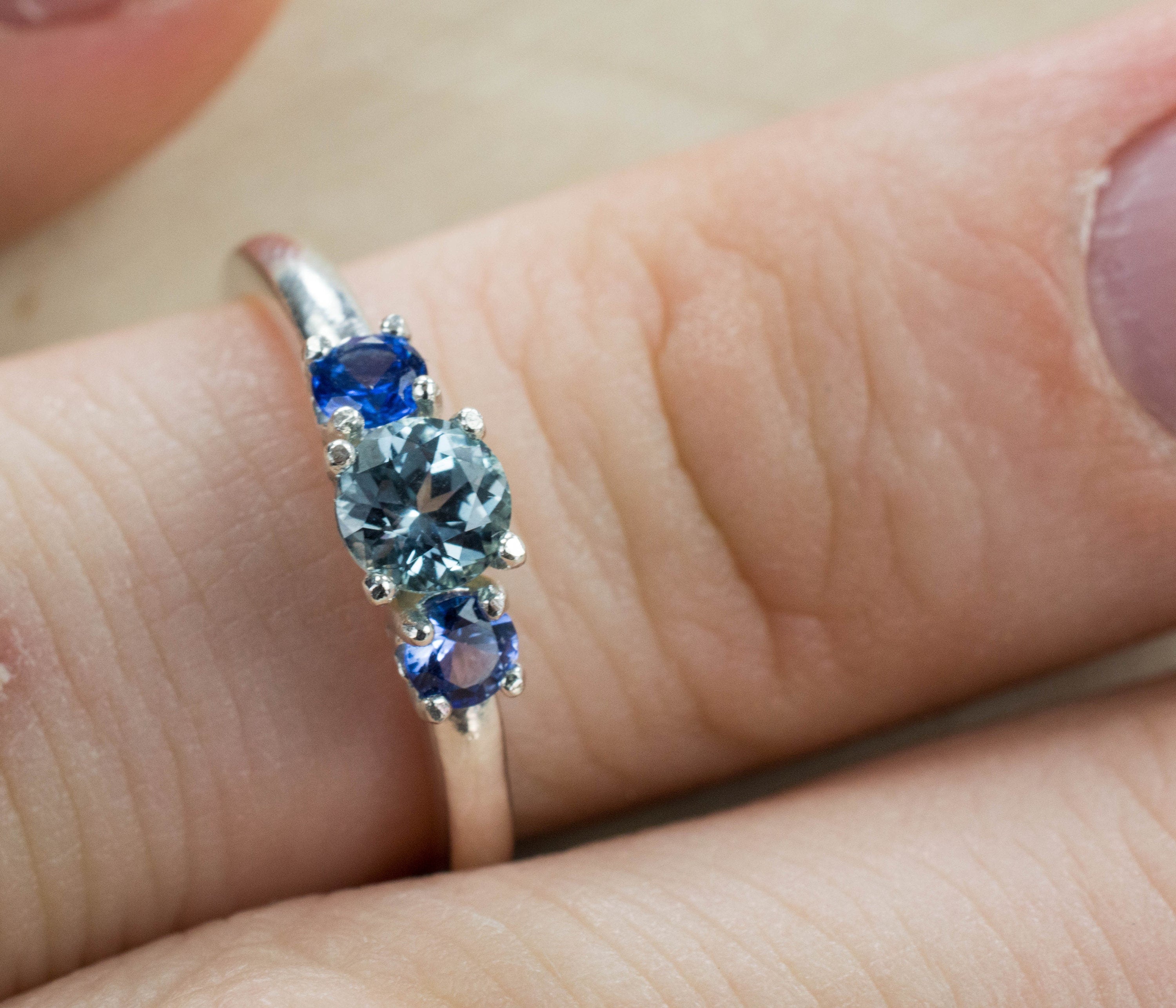 Montana Sapphire and Ceylon Sapphire Ring, Genuine Untreated USA and Sri Lanka Sapphires - Mark Oliver Gems