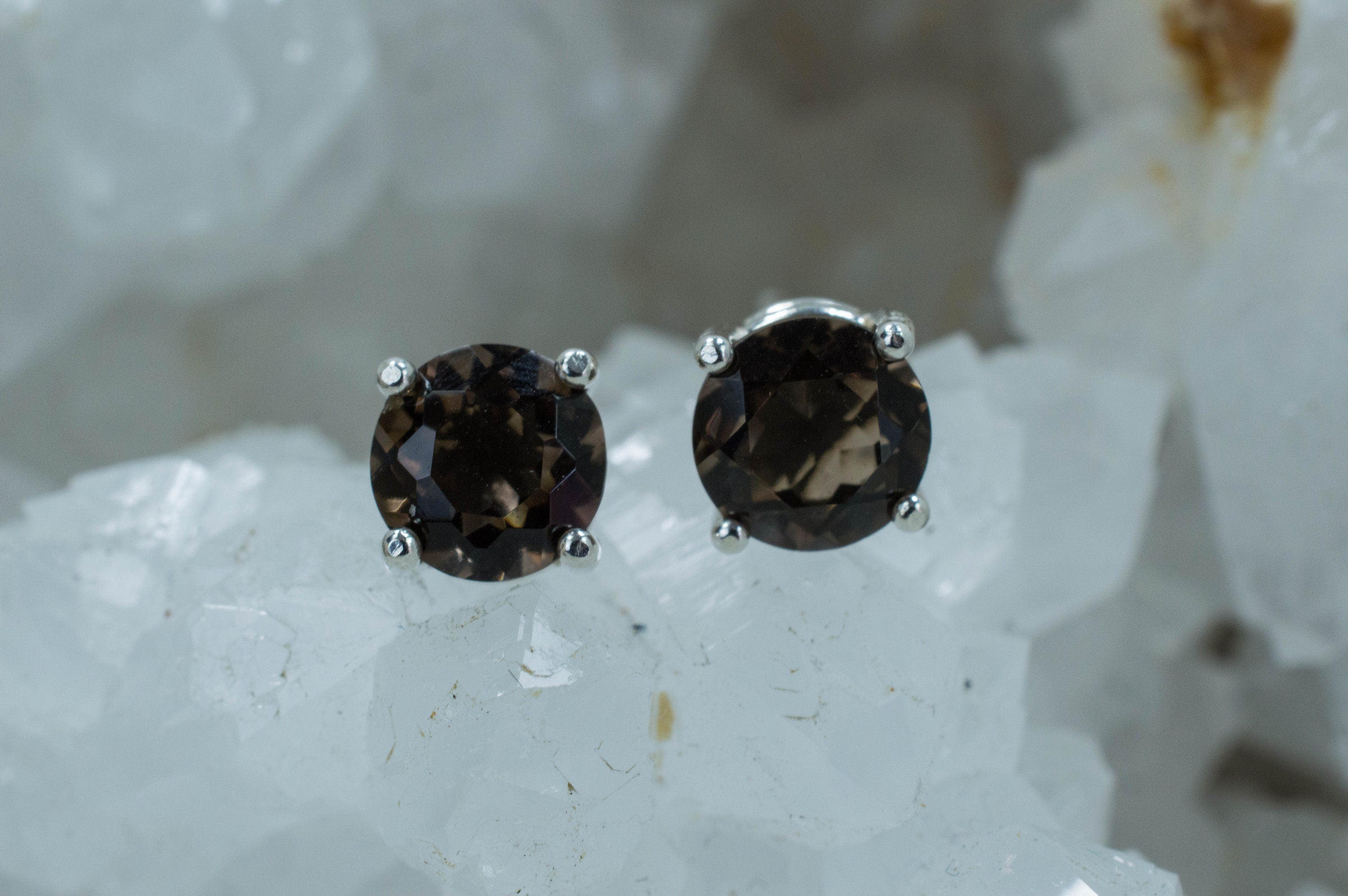 Smoky Quartz Earrings; Genuine Untreated USA Quartz - Mark Oliver Gems