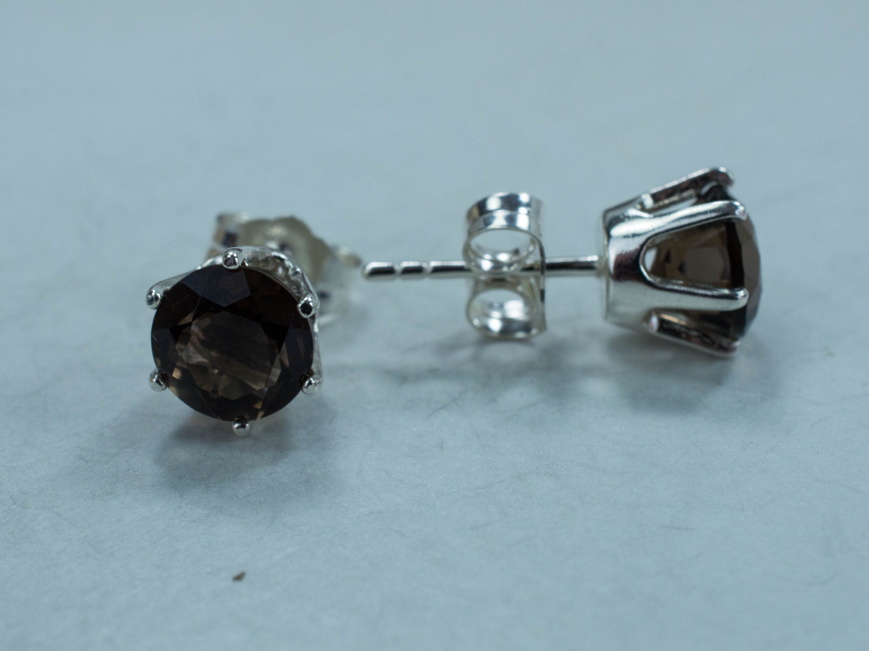 Smoky Quartz Earrings; Natural Untreated USA Quartz - Mark Oliver Gems