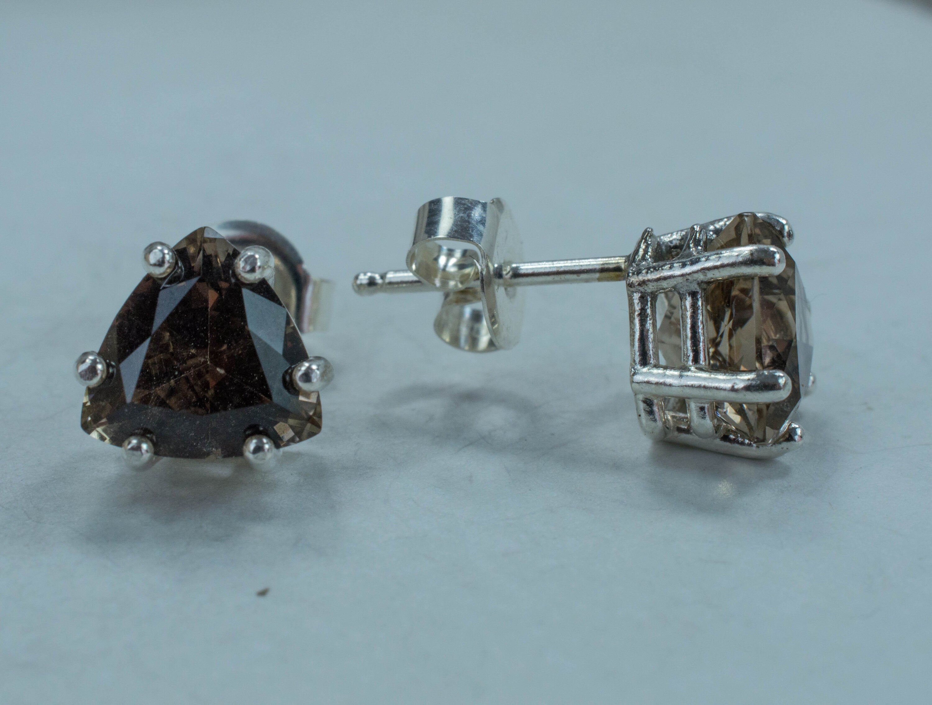 Smoky Quartz Earrings; Genuine Untreated USA Mined Quartz - Mark Oliver Gems