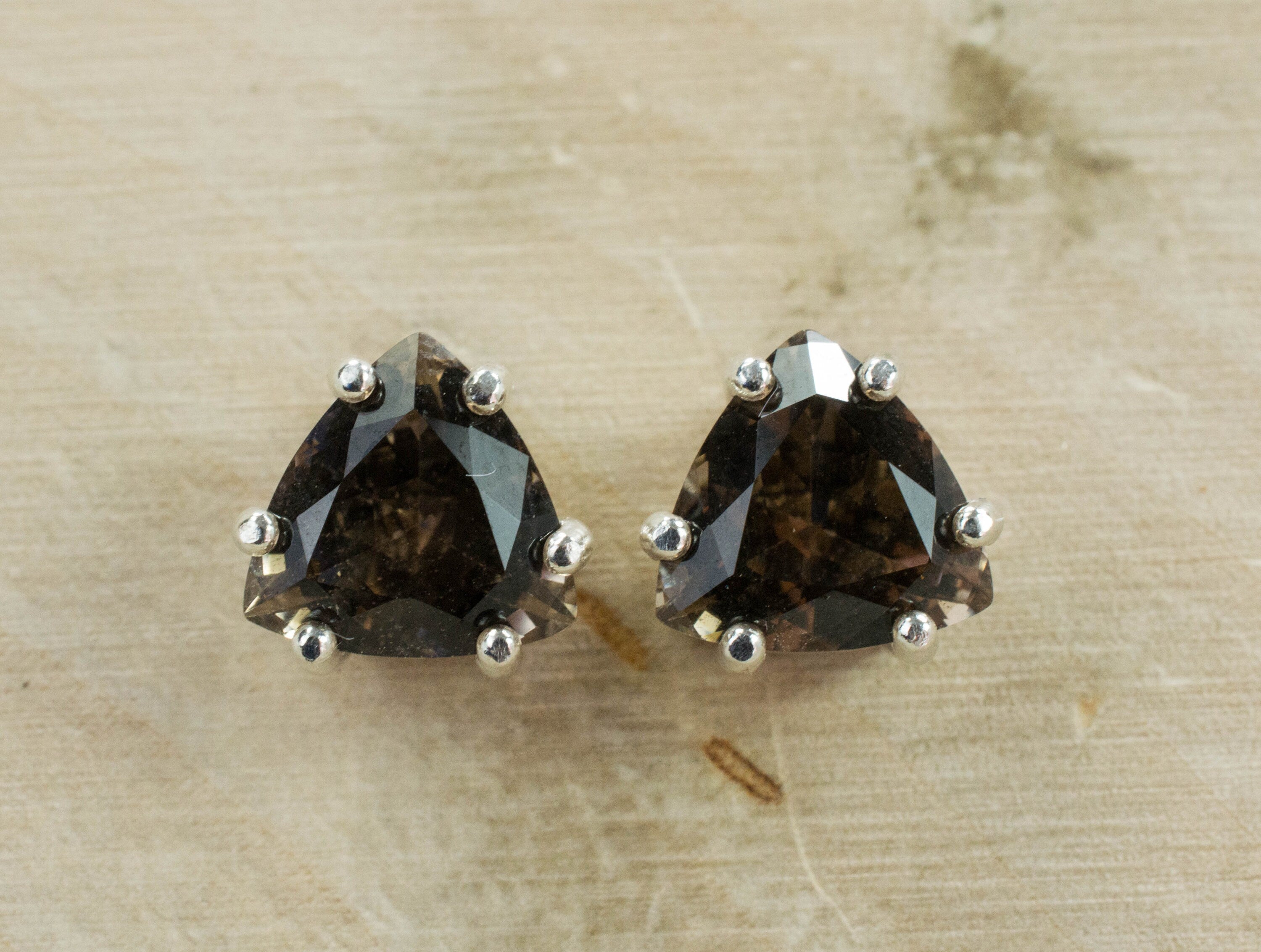 Smoky Quartz Earrings; Genuine Untreated USA Mined Quartz - Mark Oliver Gems