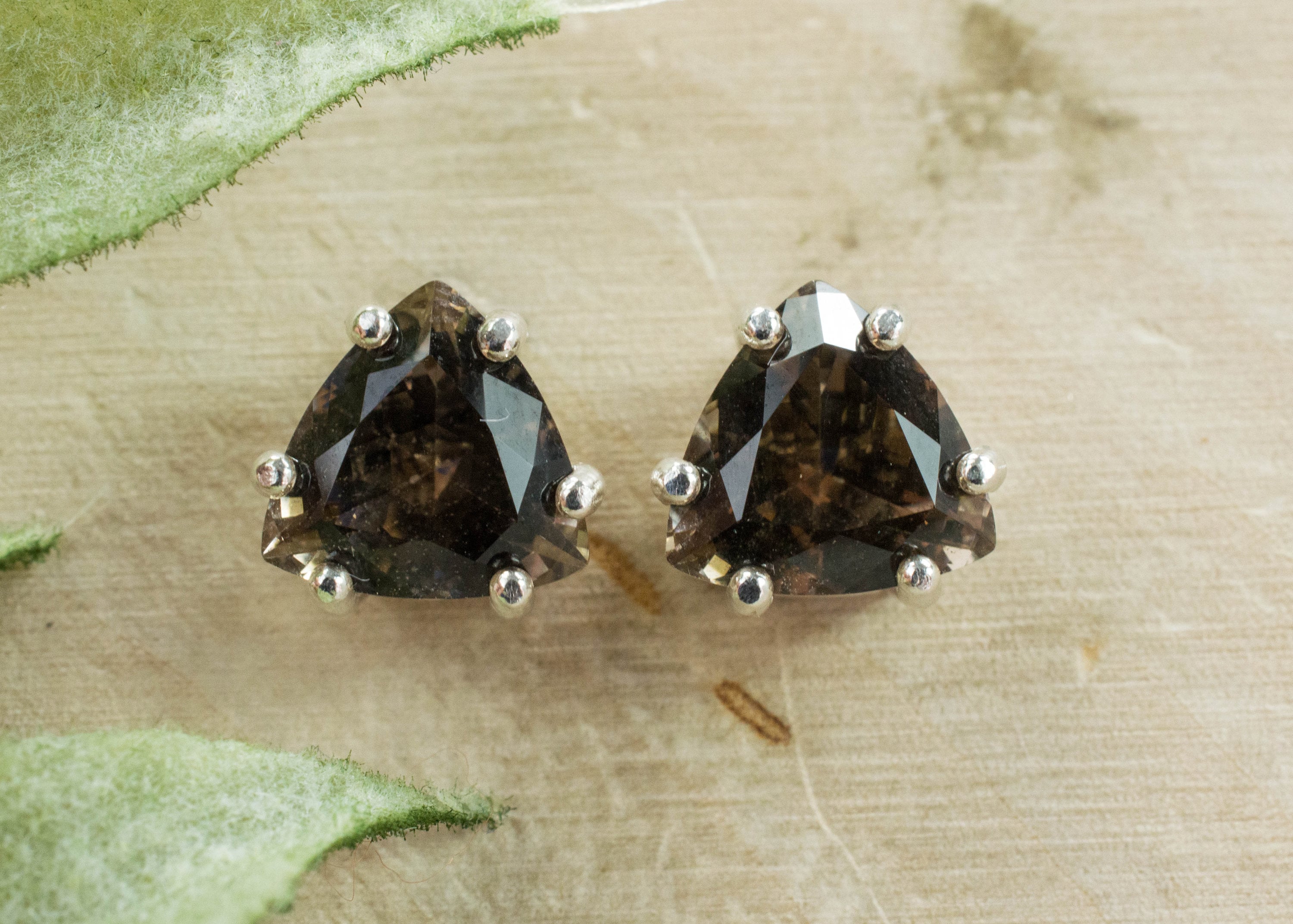 Smoky Quartz Earrings; Genuine Untreated USA Mined Quartz - Mark Oliver Gems