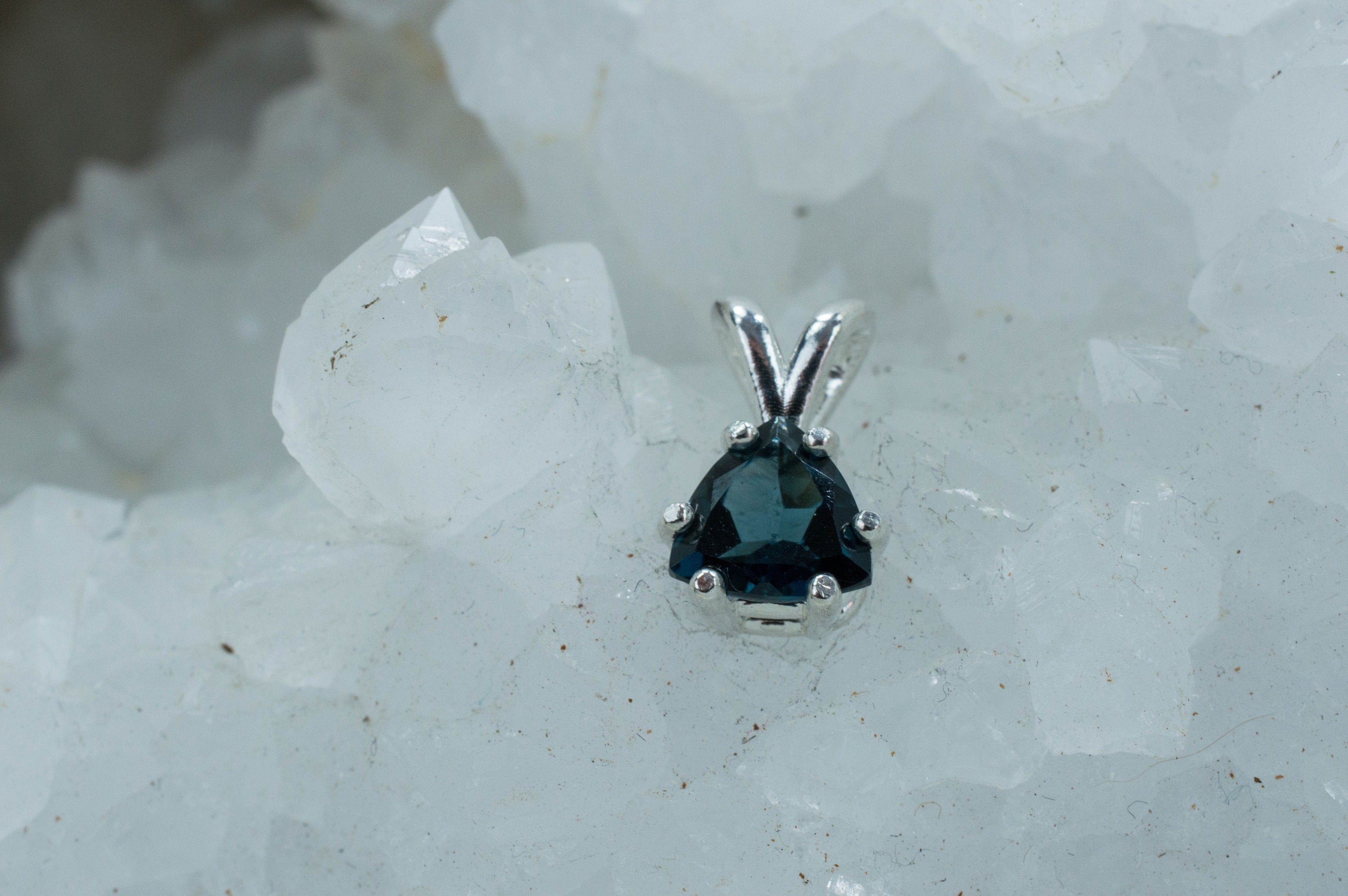 London Blue Topaz Pendant; Genuine Brazilian Topaz - Mark Oliver Gems
