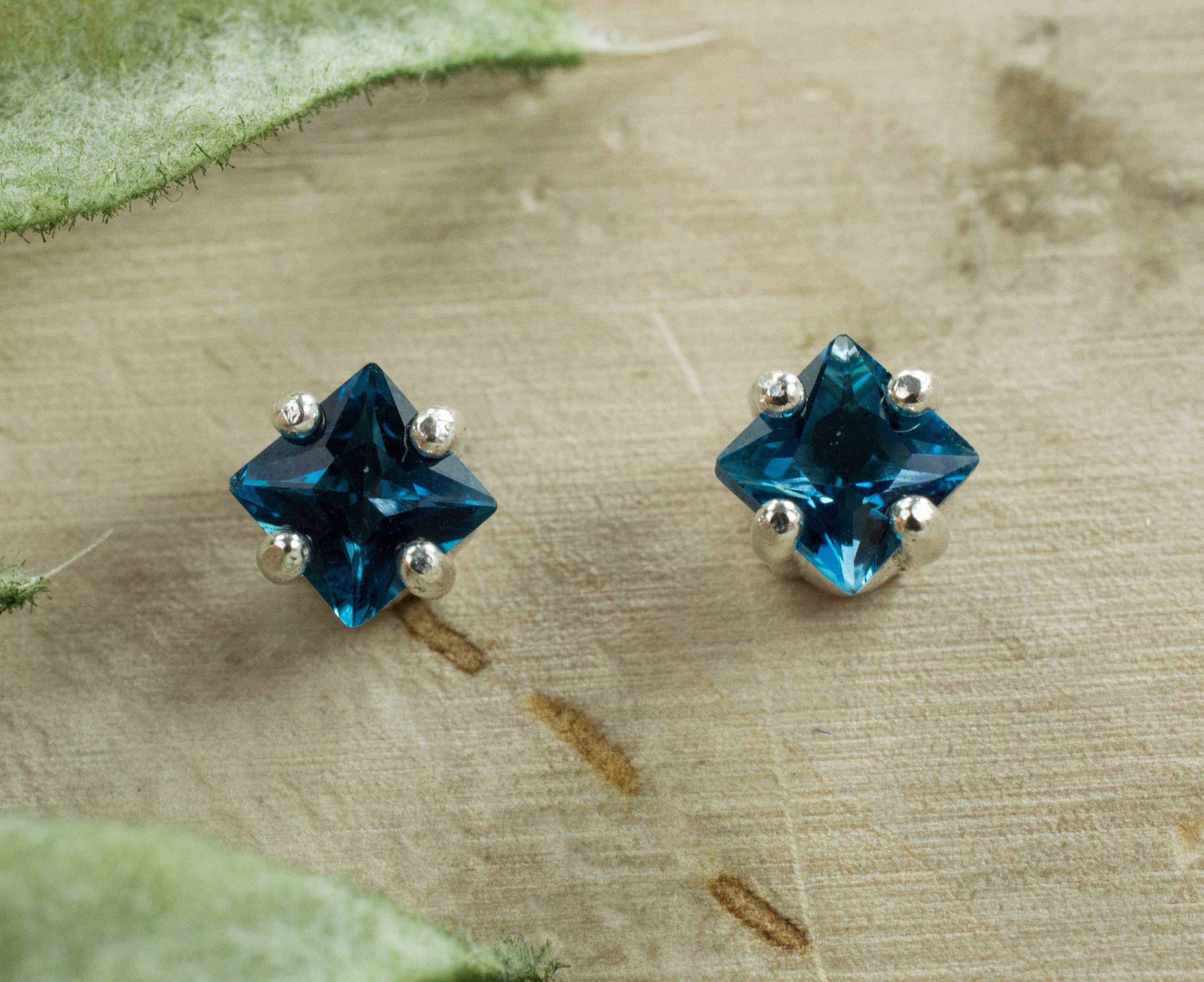 London Blue Topaz Earrings; Genuine Brazilian Topaz; 0.745cts - Mark Oliver Gems