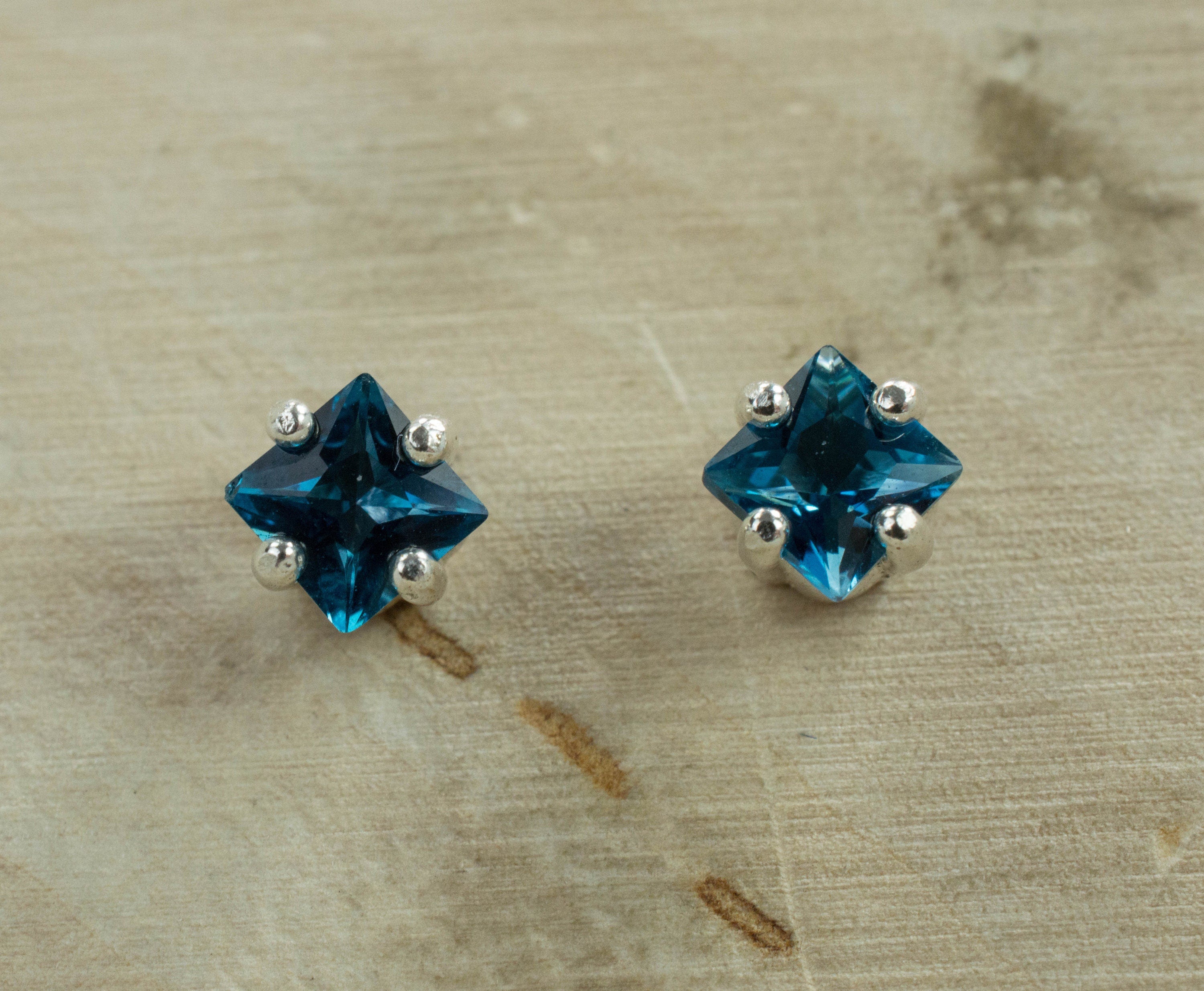London Blue Topaz Earrings; Genuine Brazilian Topaz; 0.745cts - Mark Oliver Gems