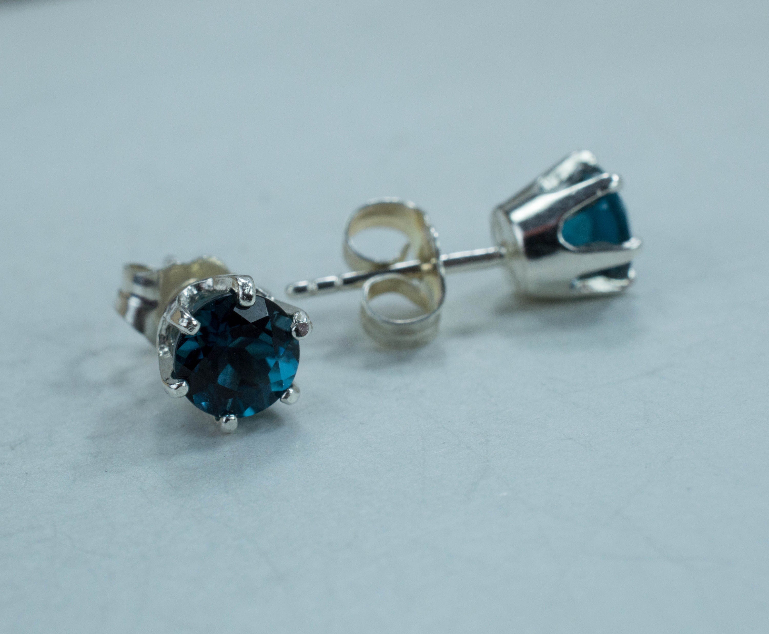 London Blue Topaz Earrings; Genuine Brazilian Topaz; 1.205cts - Mark Oliver Gems