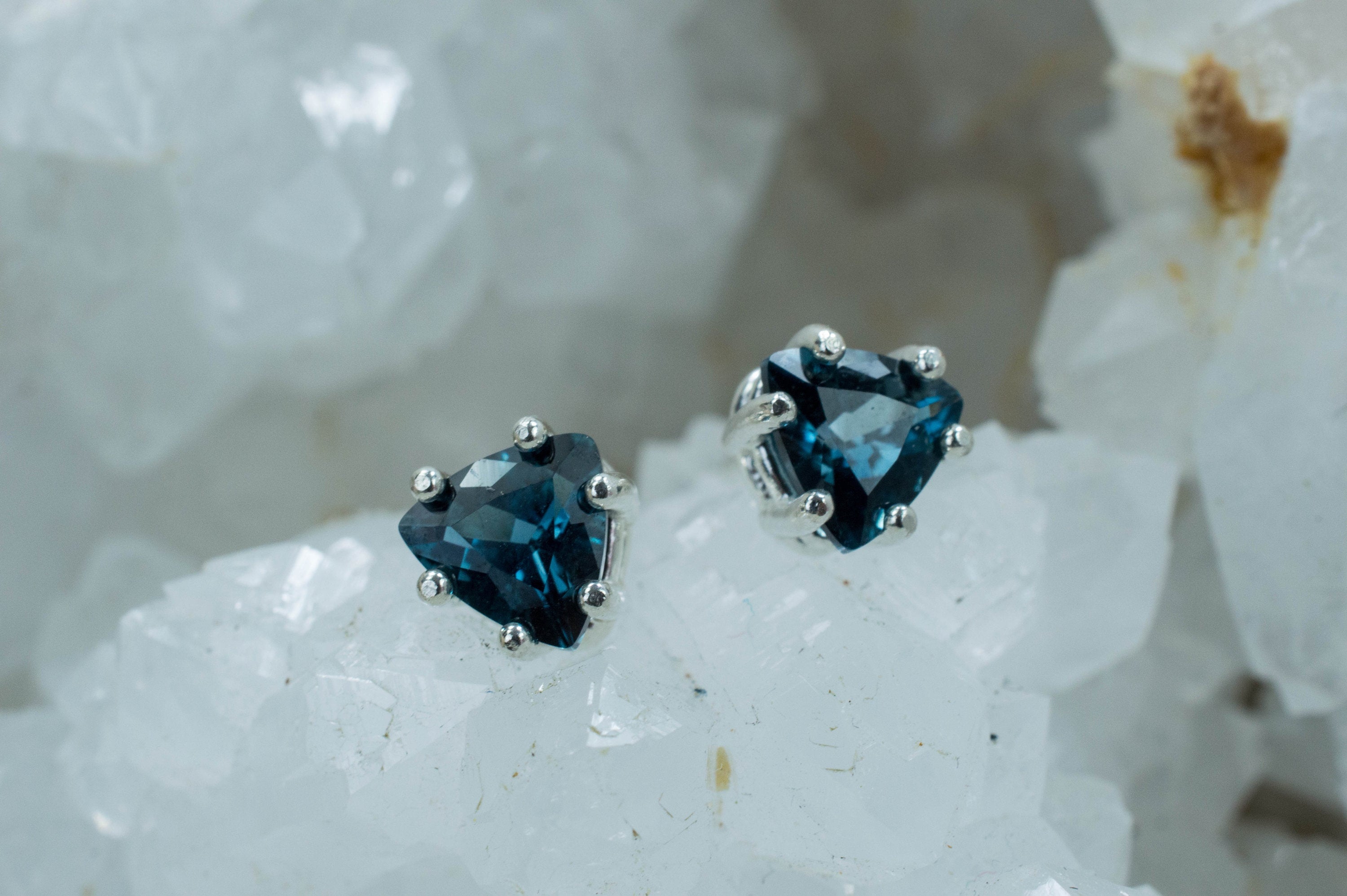 London Blue Topaz Earrings; Genuine Brazilian Topaz; 1.560cts - Mark Oliver Gems