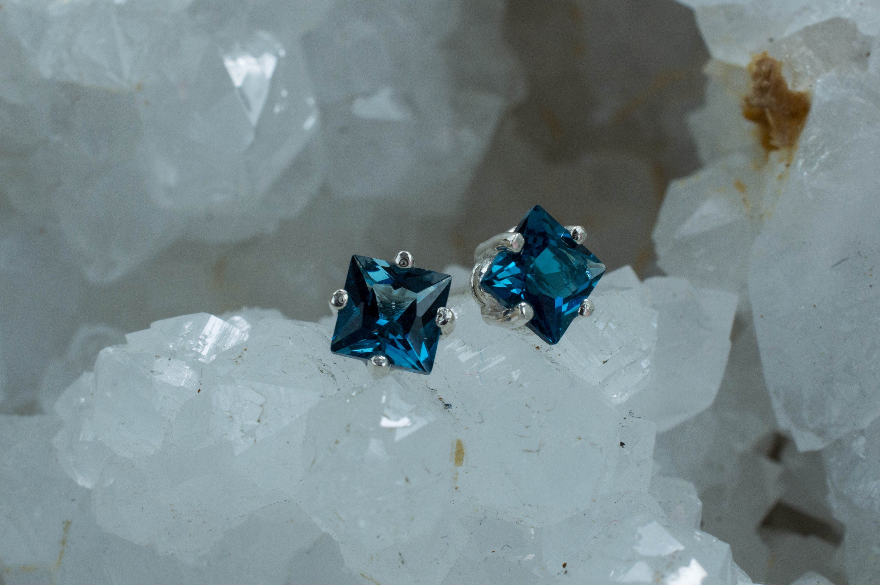 London Blue Topaz Earrings; Genuine Brazilian Topaz; 1.590cts - Mark Oliver Gems
