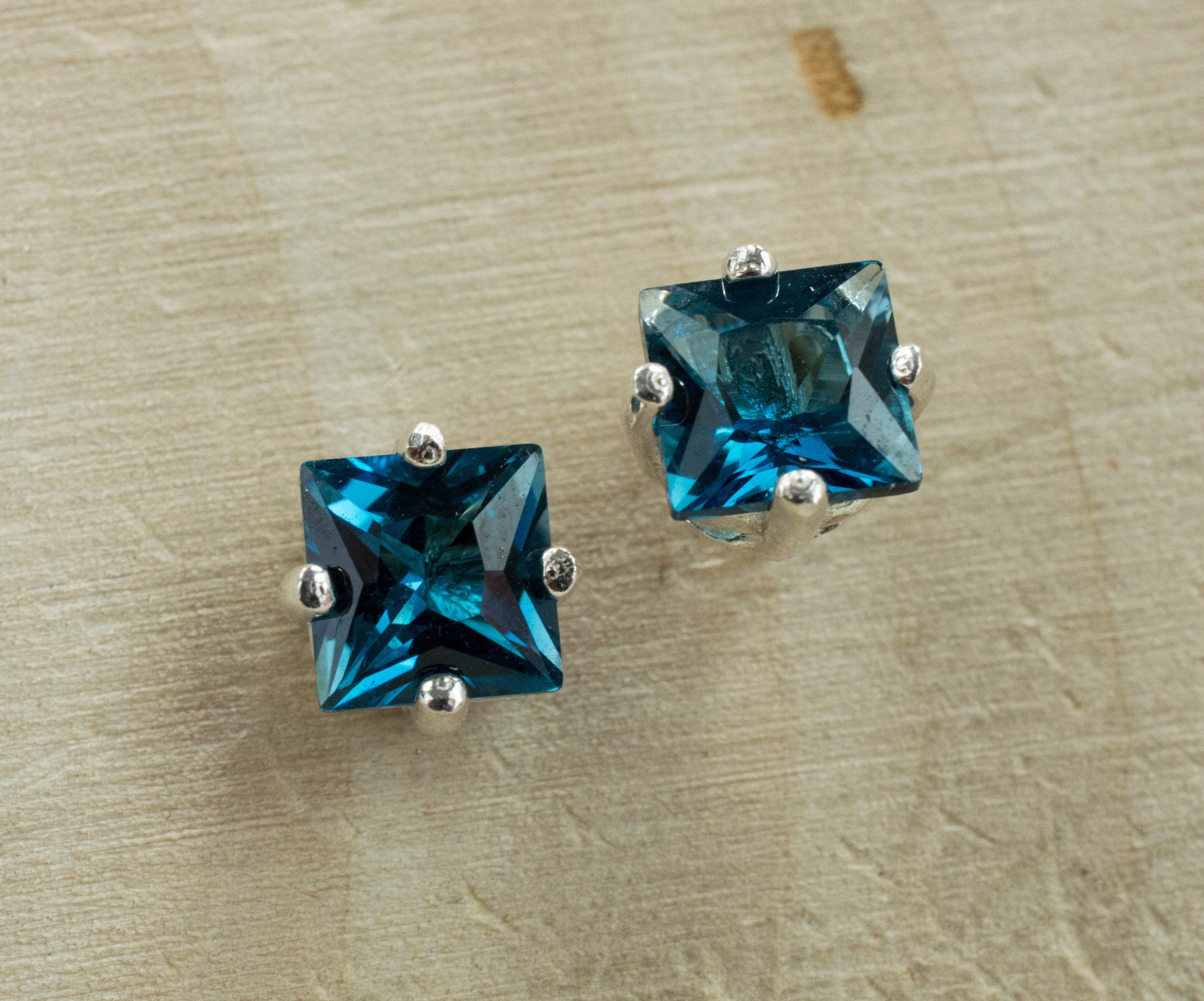 London Blue Topaz Earrings; Genuine Brazilian Topaz; 1.590cts - Mark Oliver Gems