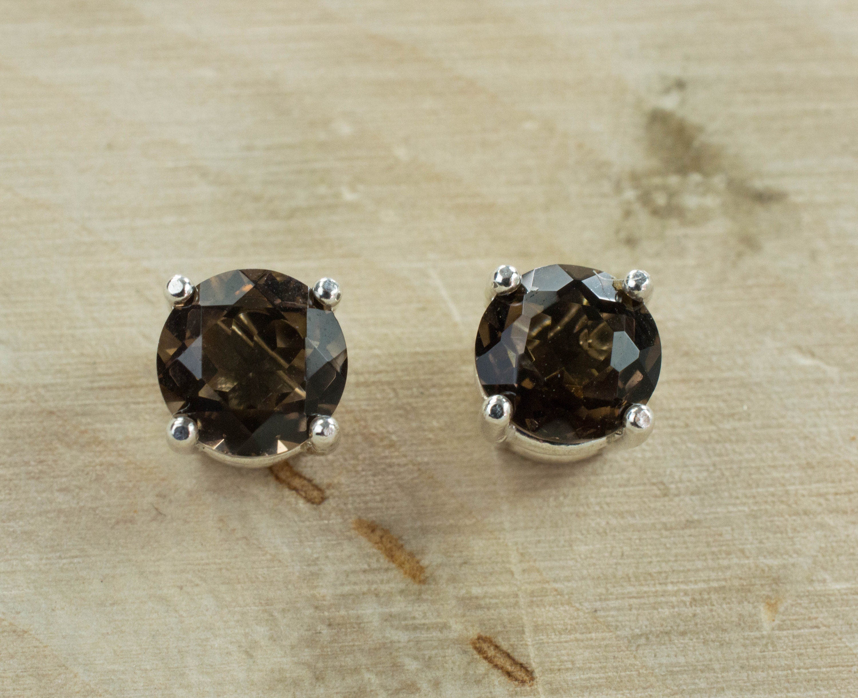 Smoky Quartz Earrings; Genuine Untreated USA Quartz - Mark Oliver Gems