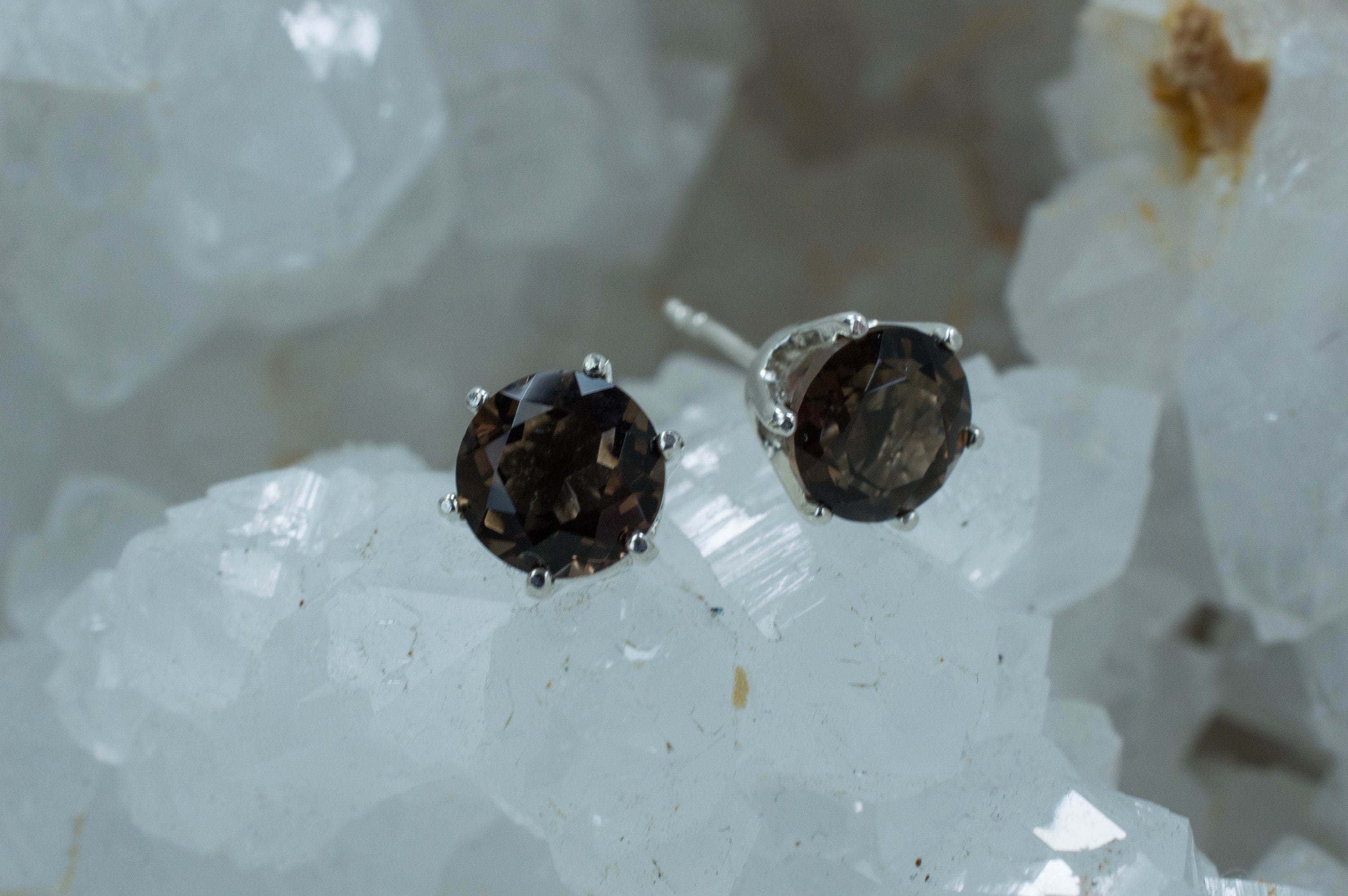 Smoky Quartz Earrings; Natural Untreated USA Quartz - Mark Oliver Gems