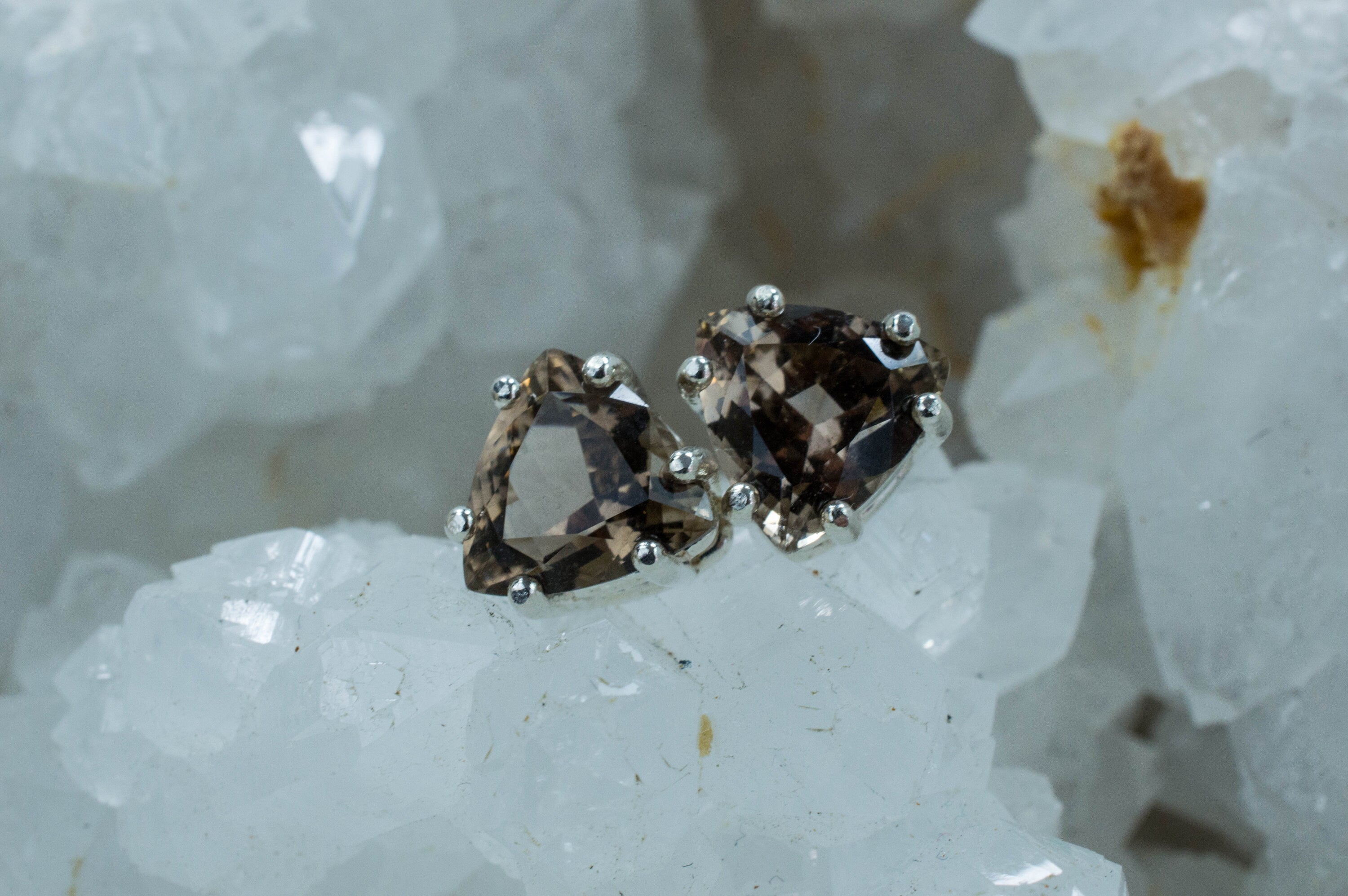 Smoky Quartz Earrings; Genuine Untreated USA Mined Quartz - Mark Oliver Gems