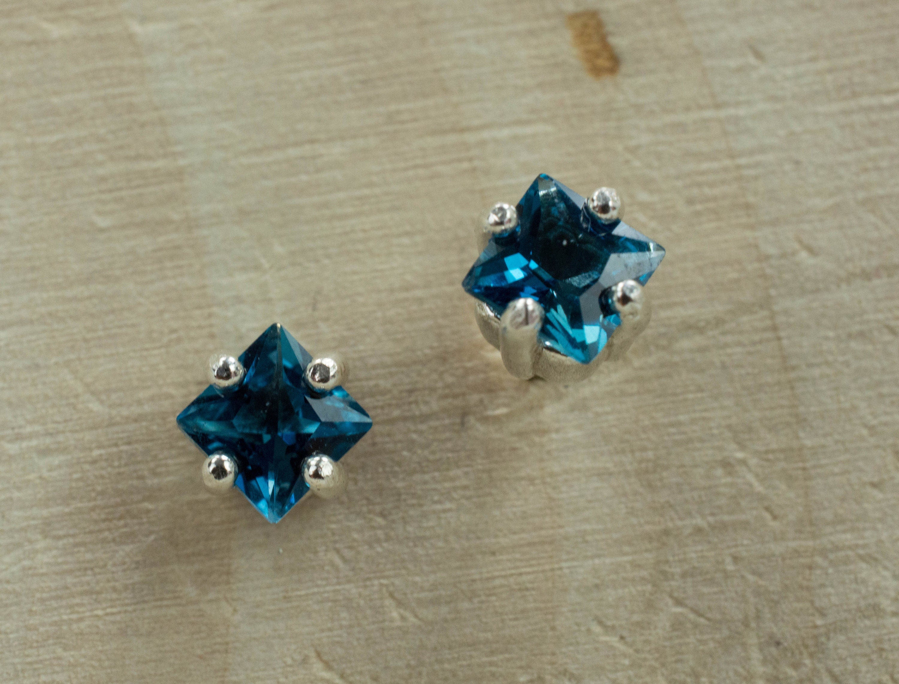 London Blue Topaz Earrings; Genuine Brazilian Topaz; 0.745cts - Mark Oliver Gems