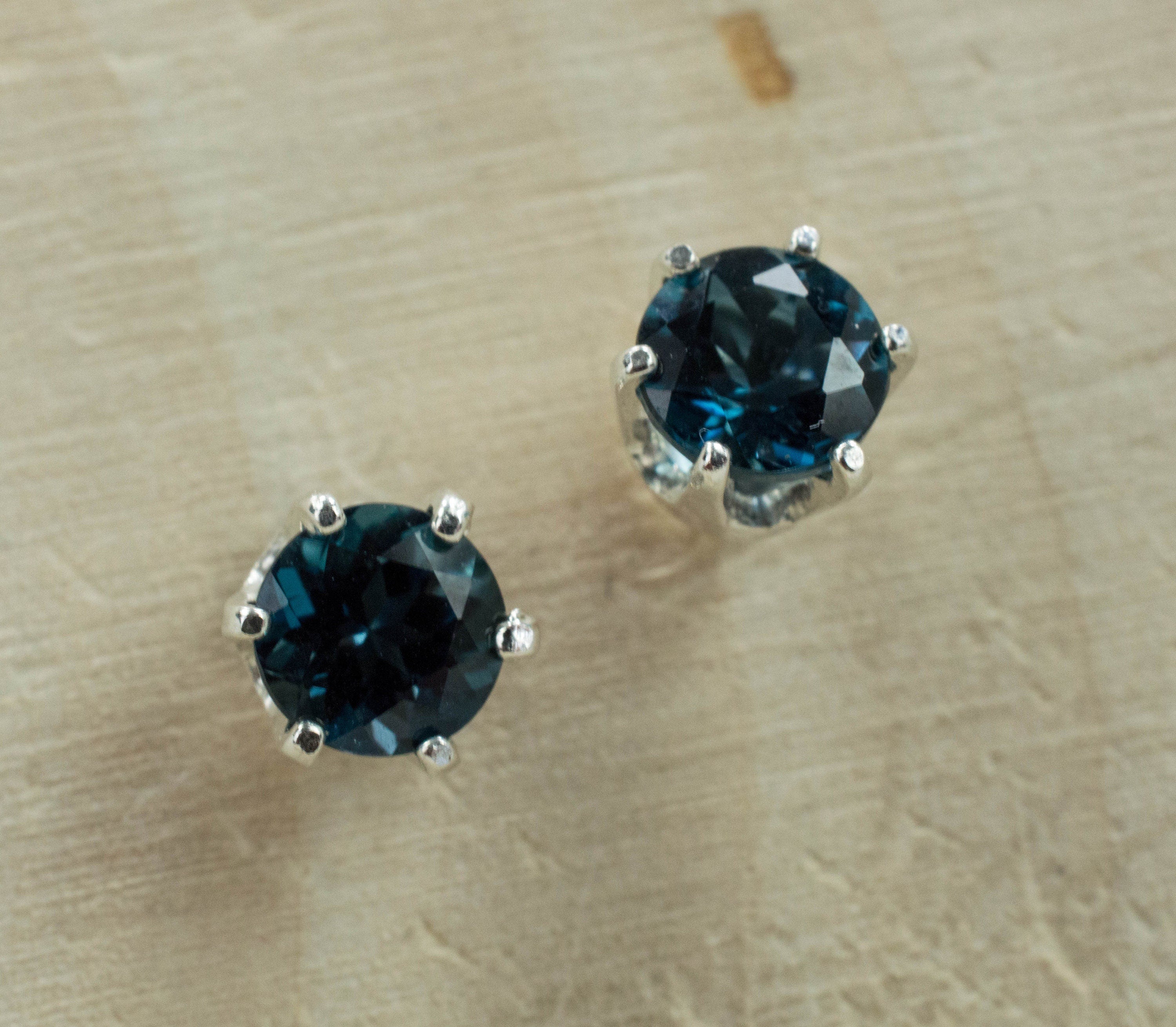 London Blue Topaz Earrings; Genuine Brazilian Topaz; 1.205cts - Mark Oliver Gems