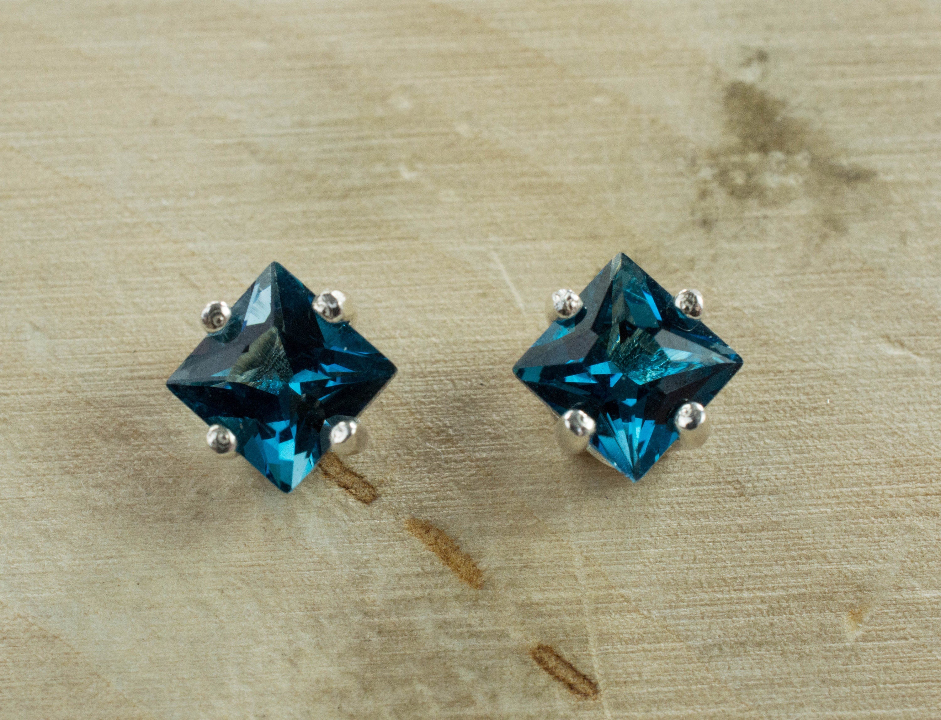 London Blue Topaz Earrings; Genuine Brazilian Topaz; 1.590cts - Mark Oliver Gems