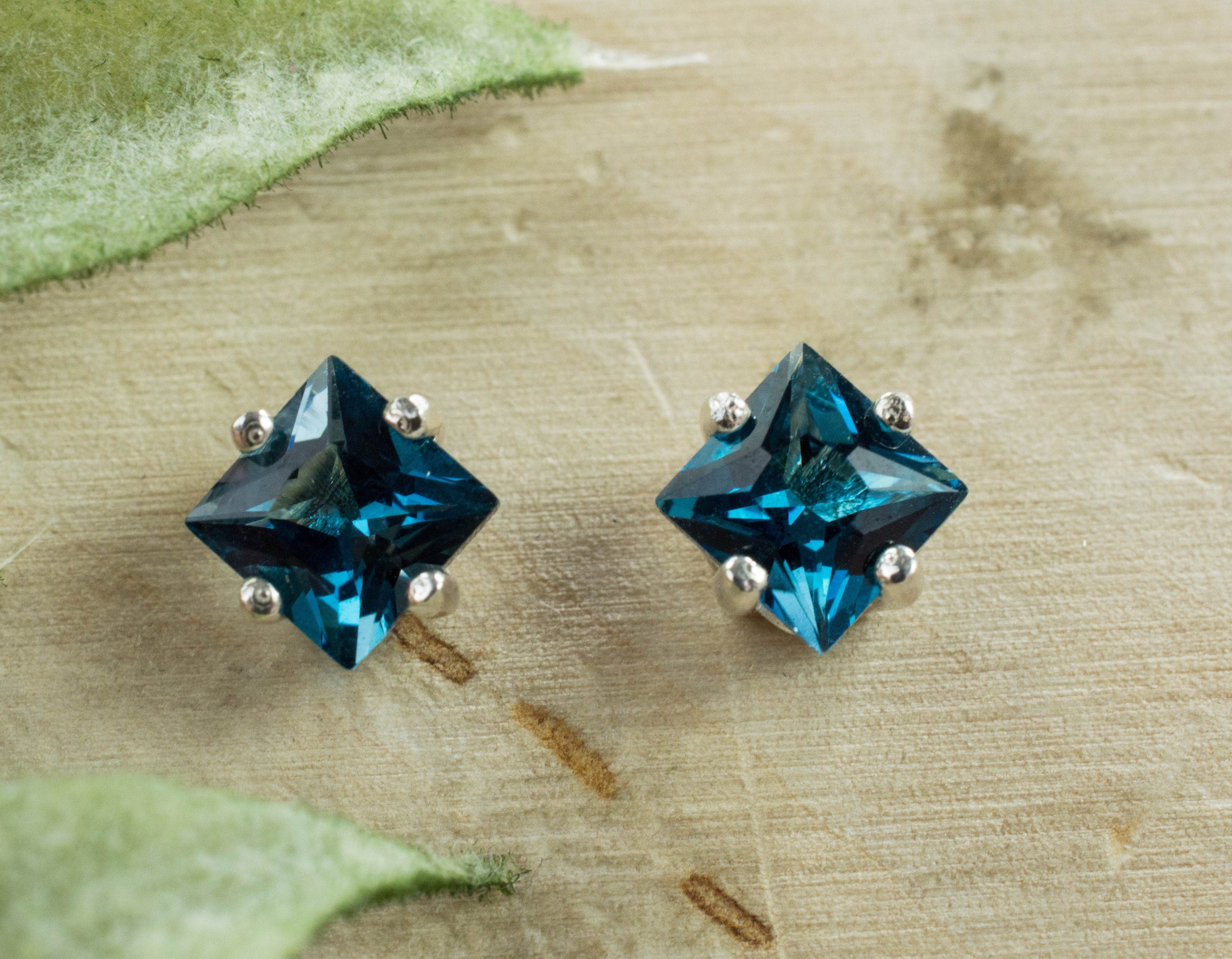 London Blue Topaz Earrings; Genuine Brazilian Topaz; 1.590cts - Mark Oliver Gems