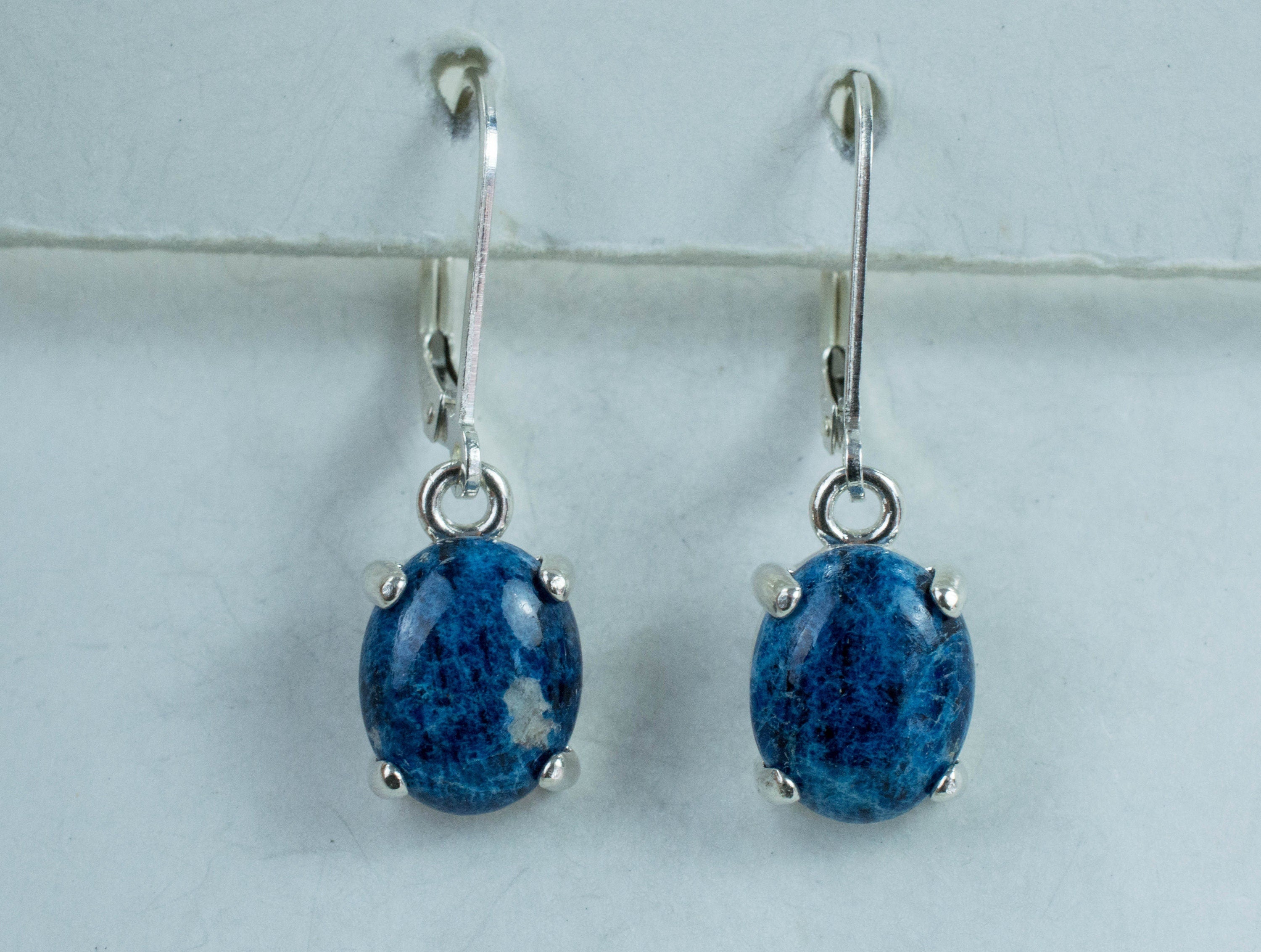 Lazulite Earrings; Natural Untreated USA Lazulite - Mark Oliver Gems