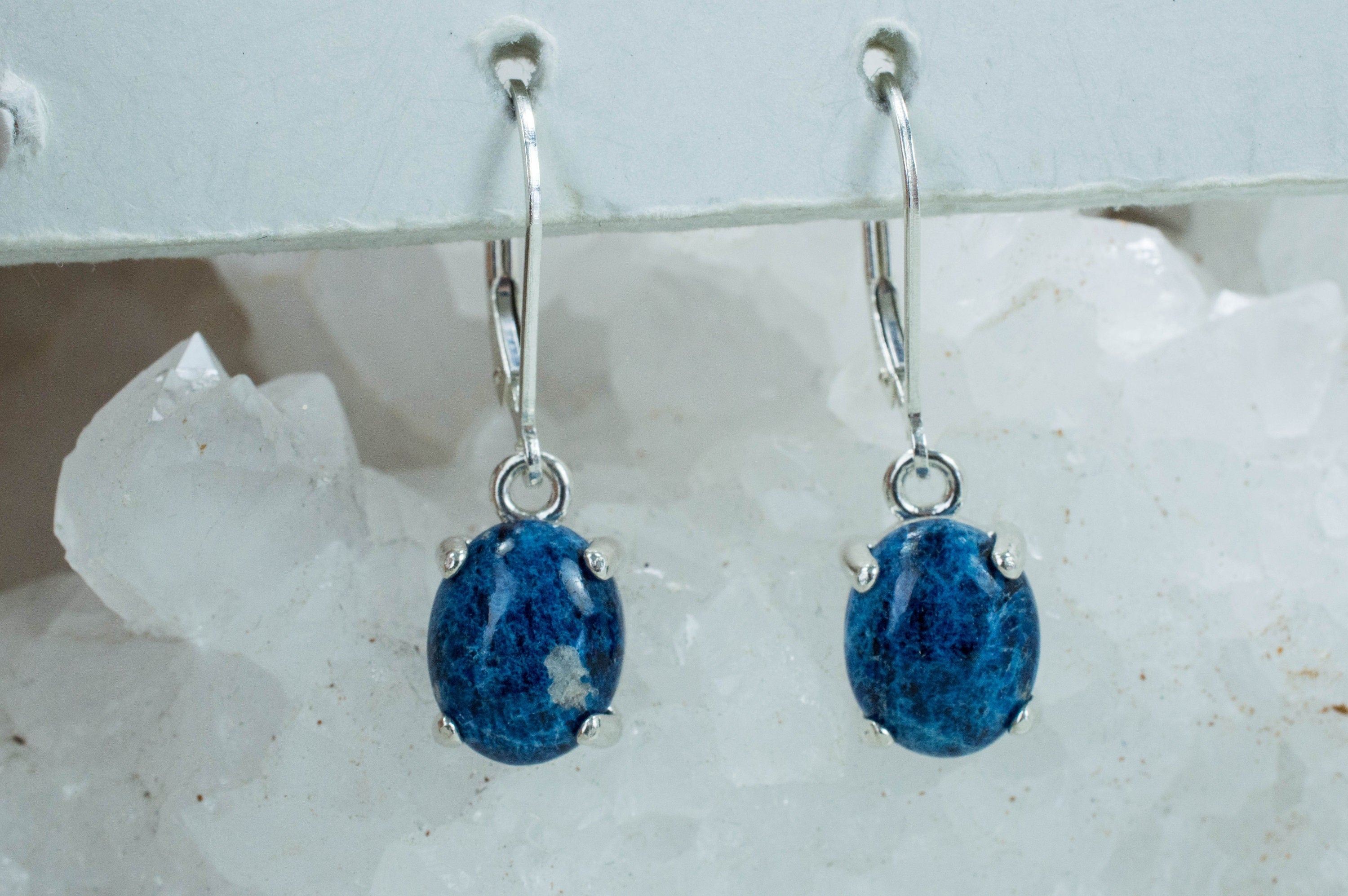 Lazulite Earrings; Natural Untreated USA Lazulite - Mark Oliver Gems