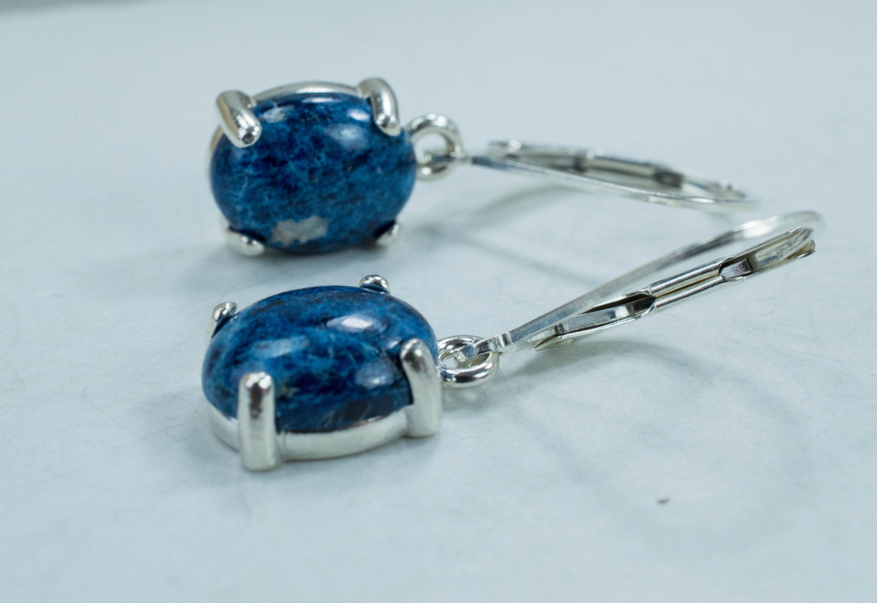 Lazulite Earrings; Natural Untreated USA Lazulite - Mark Oliver Gems