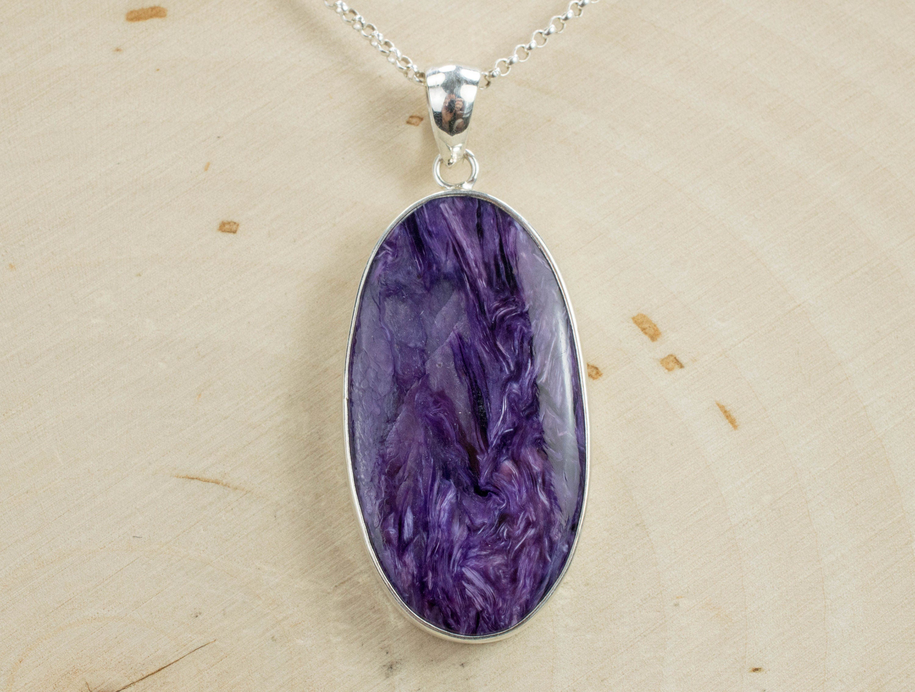 Charoite Pendant; Genuine and Untreated Charoite - Mark Oliver Gems