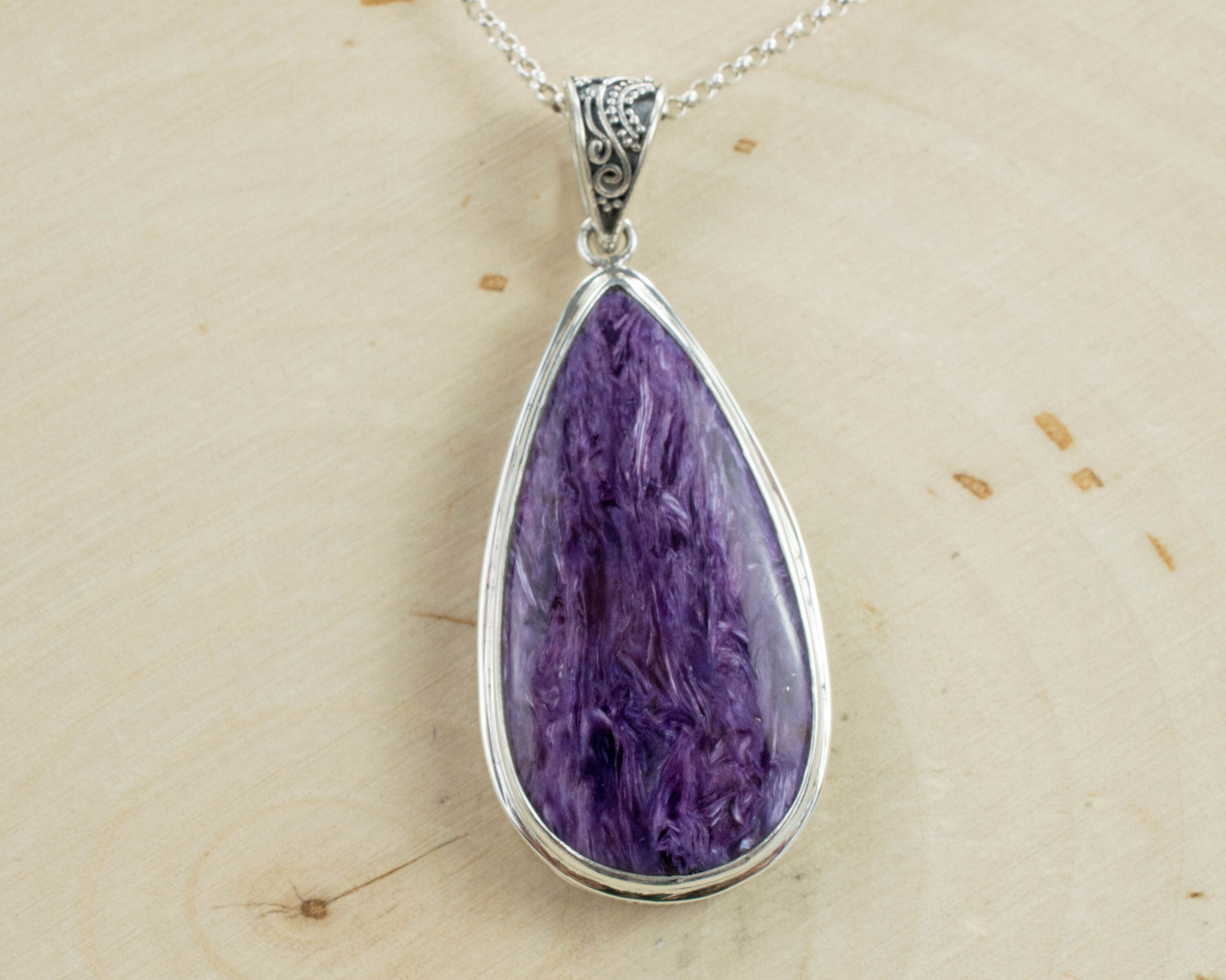 Charoite Pendant; Natural and Untreated Mined Charoite - Mark Oliver Gems