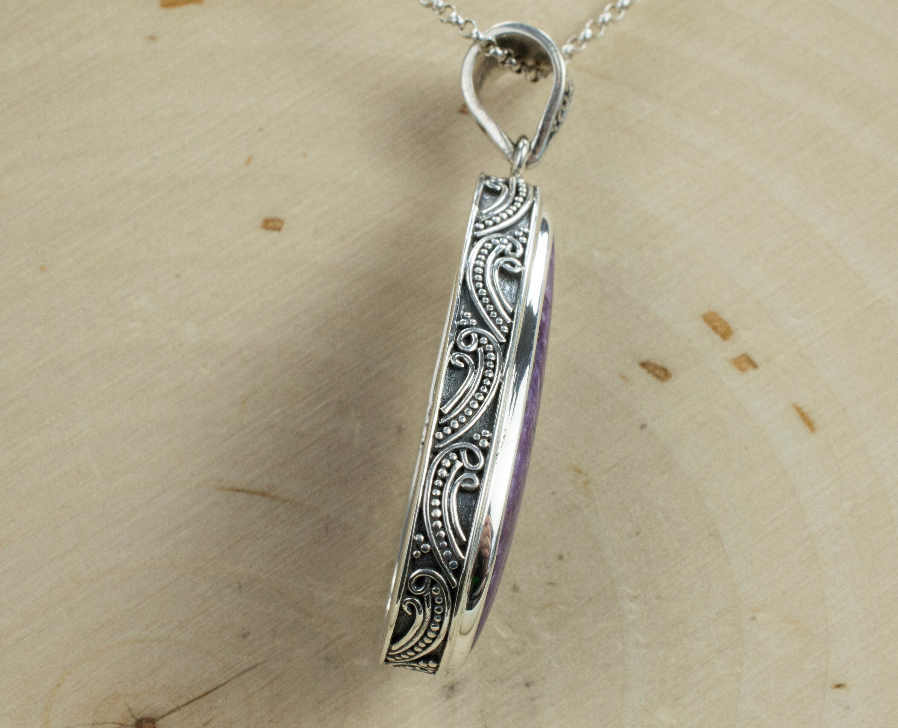 Charoite Pendant; Natural and Untreated Mined Charoite - Mark Oliver Gems