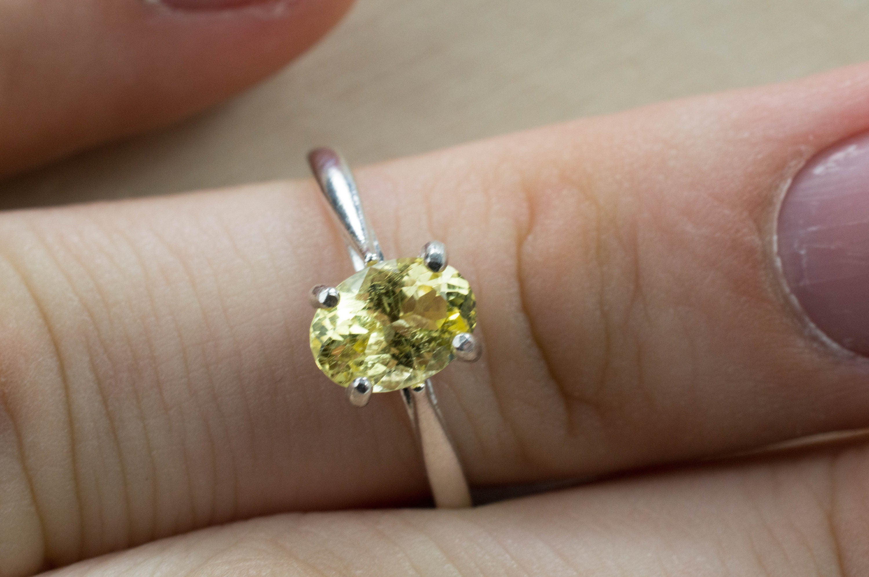 Yellow Danburite Ring; Natural Untreated Tanzanian Danburite - Mark Oliver Gems