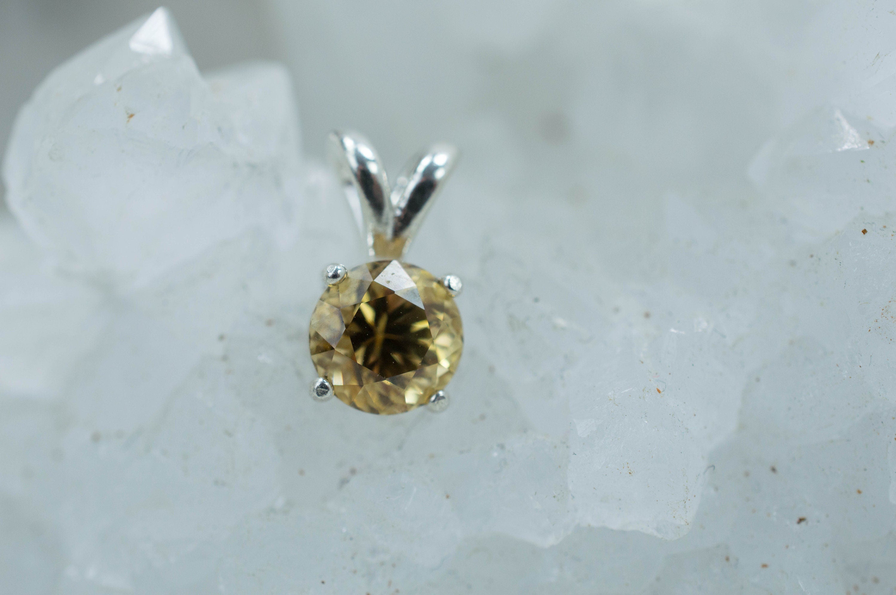 Yellow Zircon Pendant, Natural Untreated Madagascan Zircon - Mark Oliver Gems