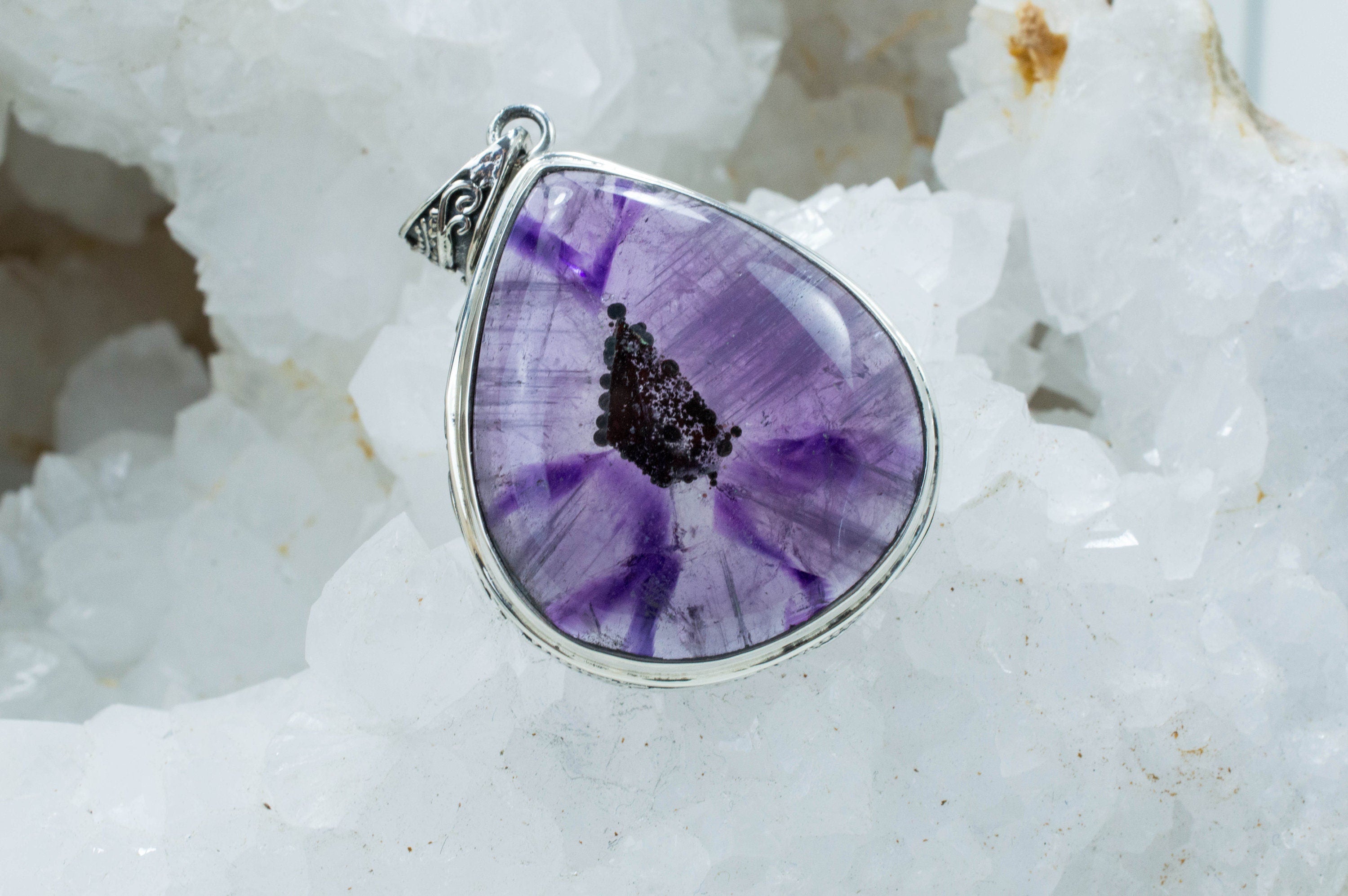 Trapiche Amethyst Pendant, Genuine Untreated Brazil Amethyst - Mark Oliver Gems