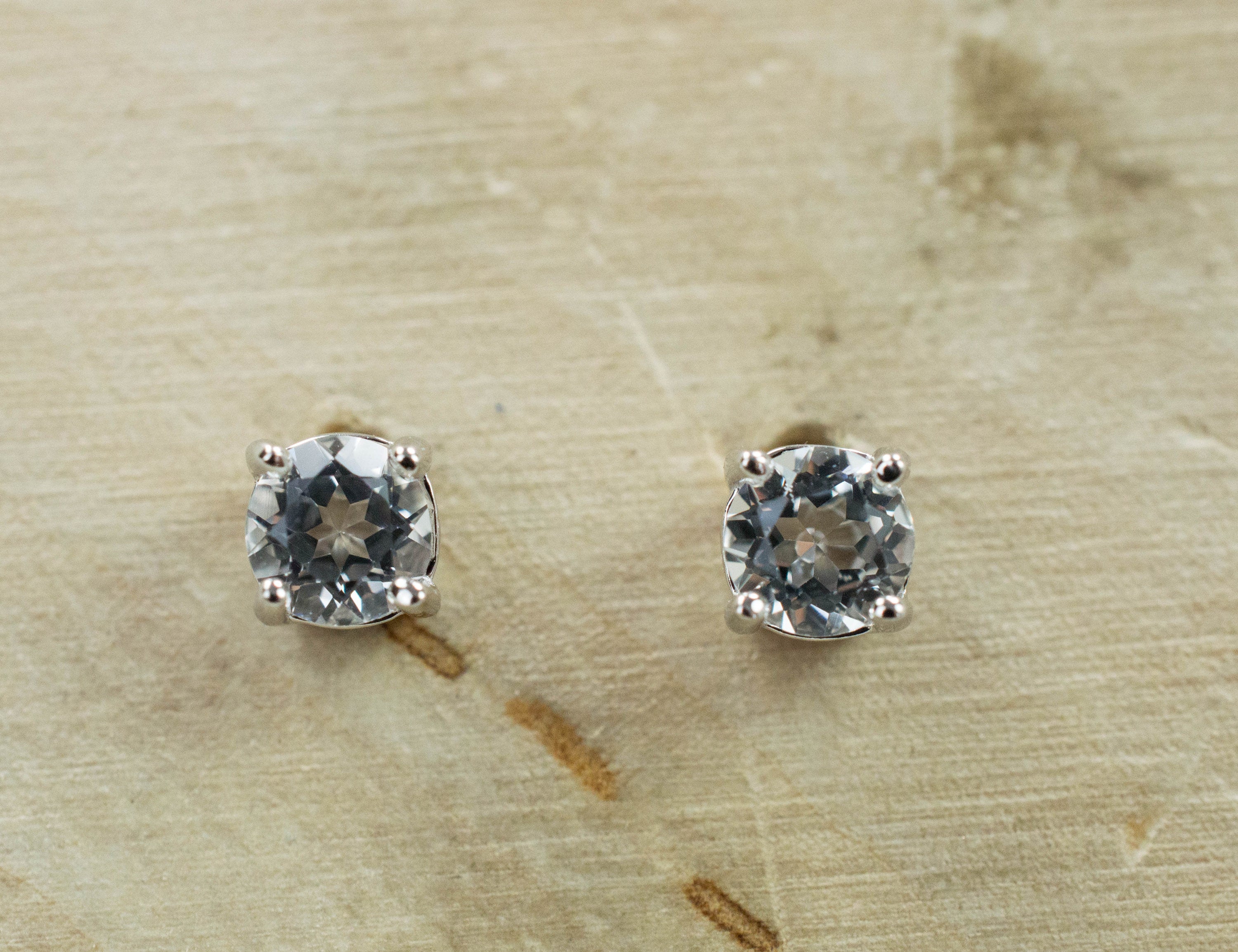 Silver Topaz Earrings; Genuine Untreated Brazil Topaz - Mark Oliver Gems